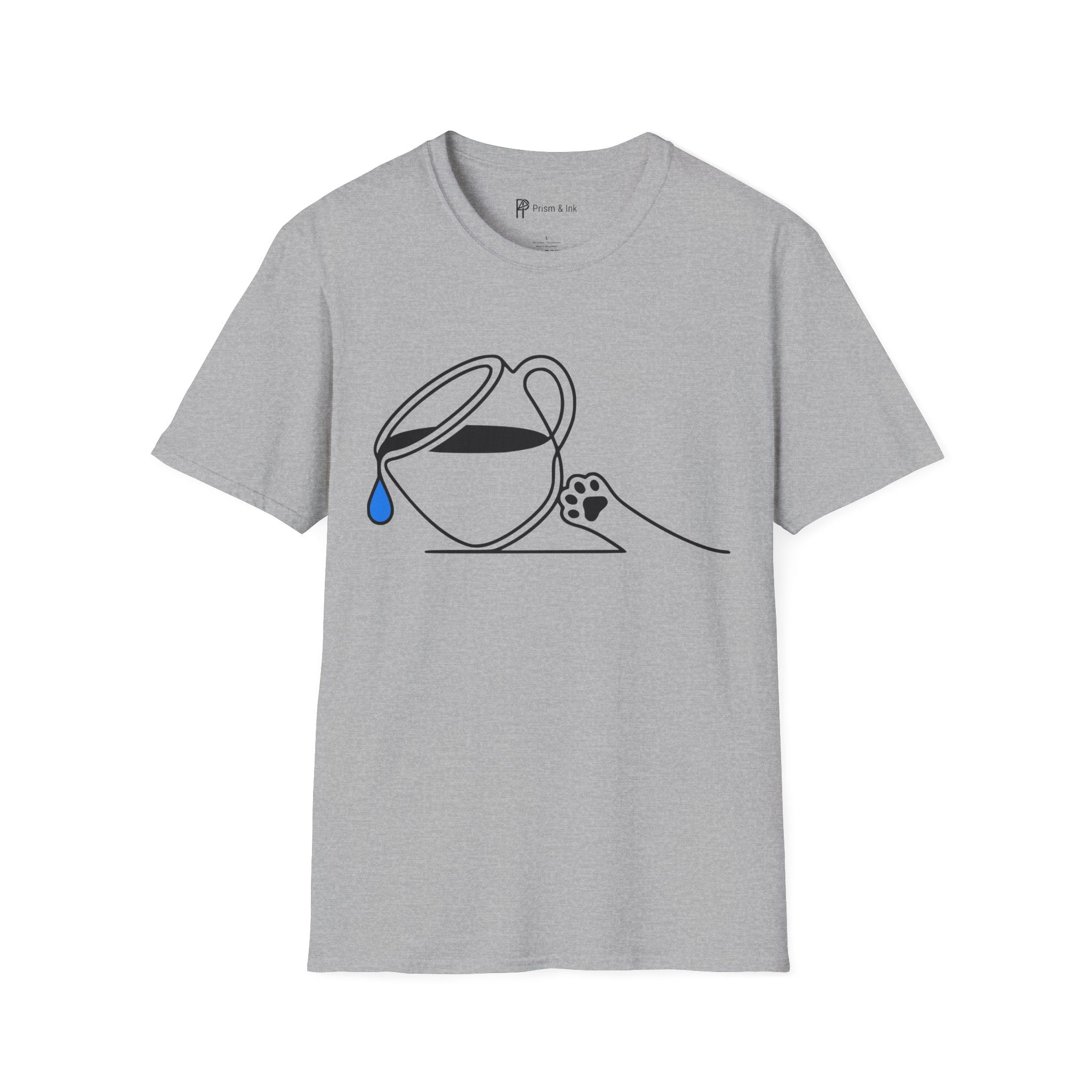 Pure Brewing Paws T-Shirt — Minimalist Coffee Drop & Pet Paw Graphic