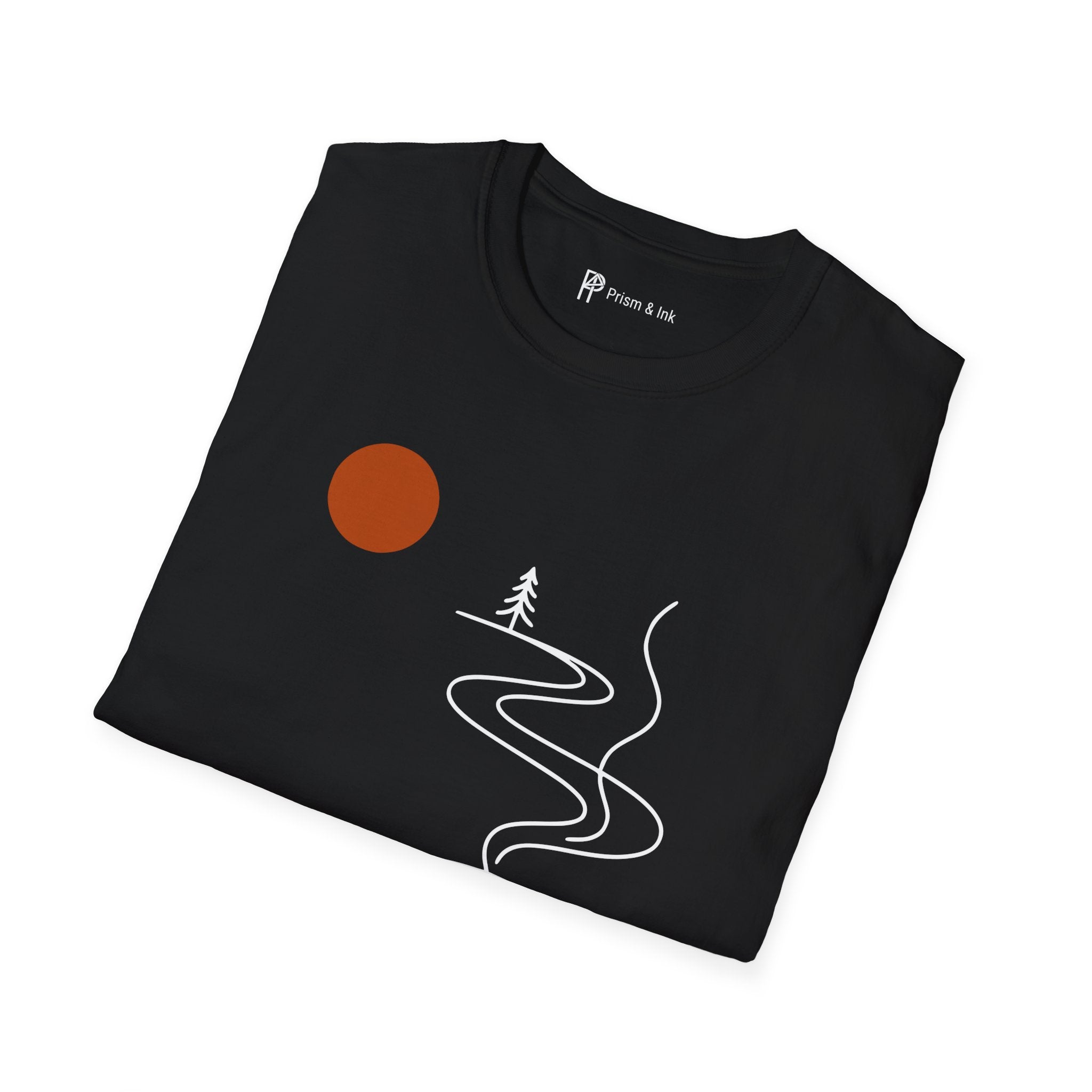 Escape in a Cup T-Shirt — Takeaway Coffee Steam and Mountain Path
