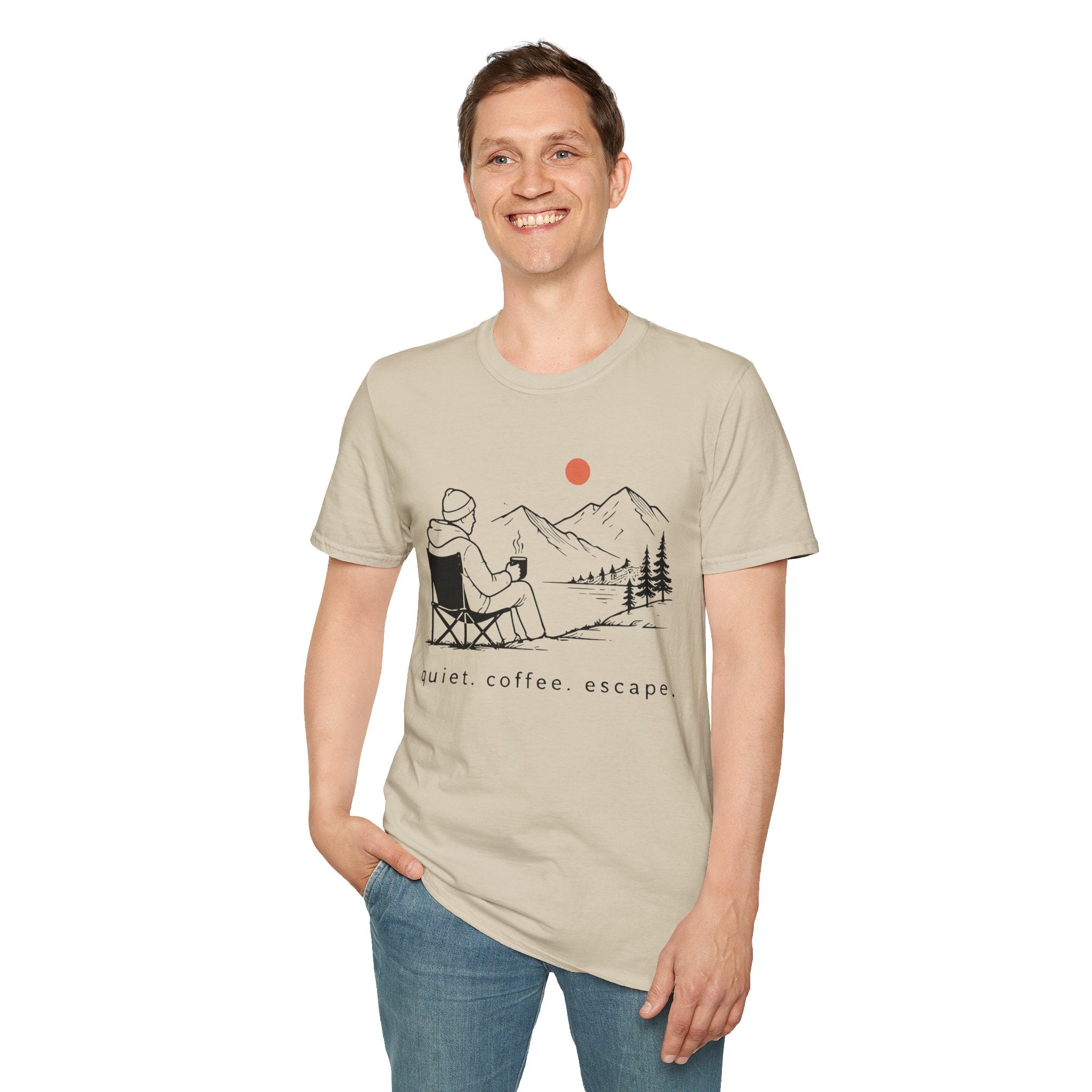 Quiet Coffee Escape Mountain Camping T-Shirt