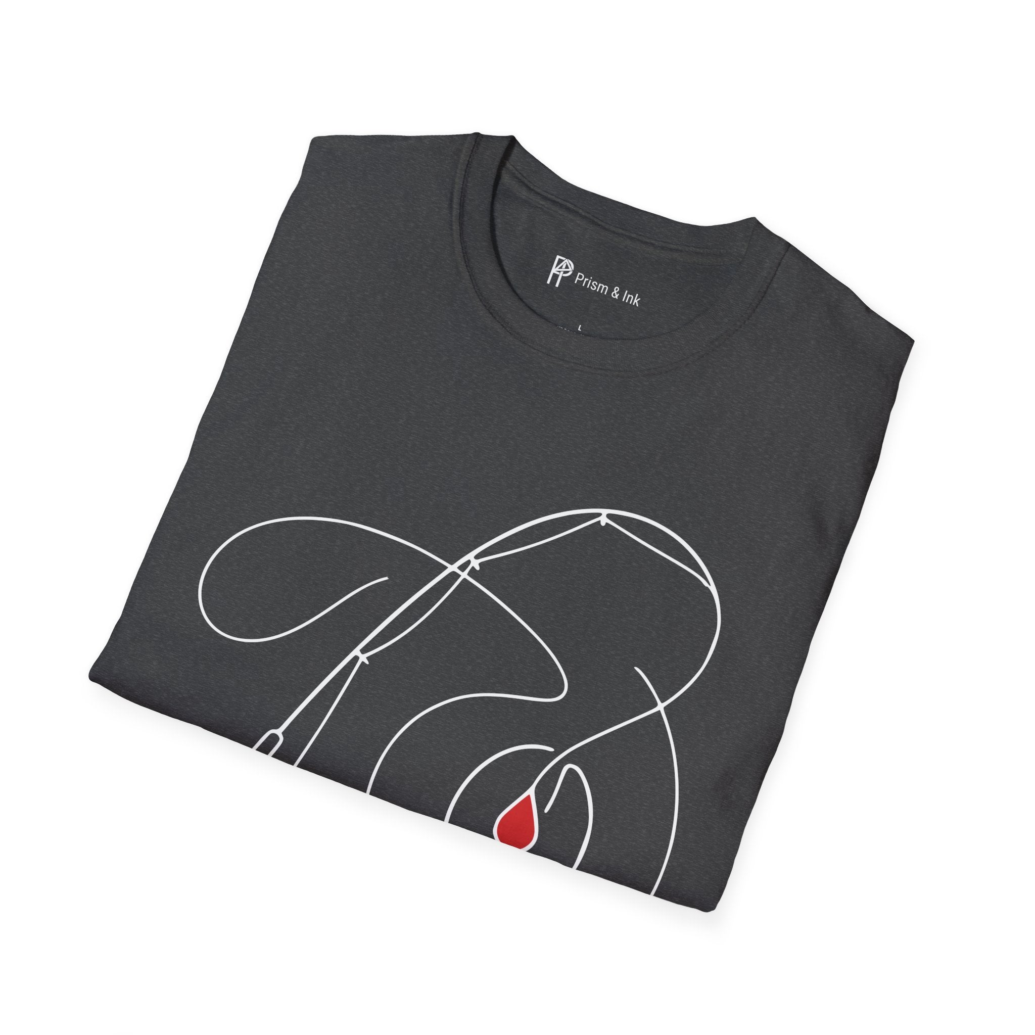 Casting for Caffeine T-Shirt — Minimalist Fly Fishing & Coffee Bean Art