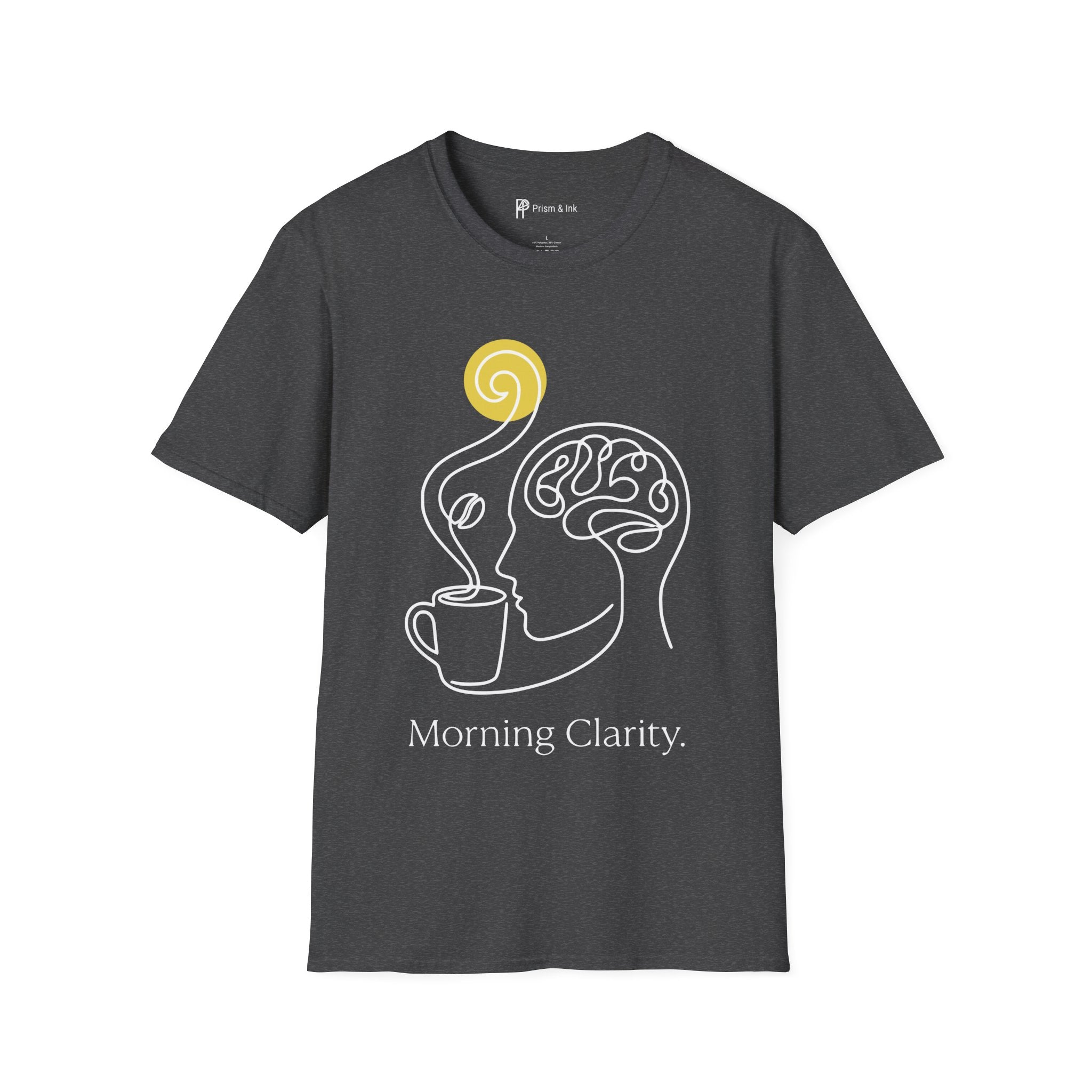 Morning Clarity T-Shirt — Minimalist Neural Brew & Brain Line Art