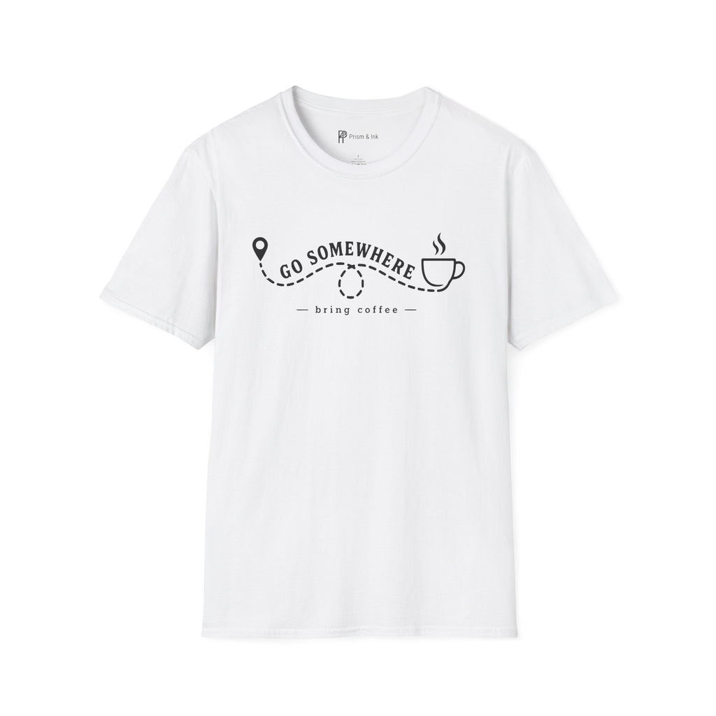 Go Somewhere Map Pin Path Coffee Travel T-Shirt
