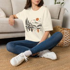 Quiet Cabin Lake Sunset Mountain T-Shirt