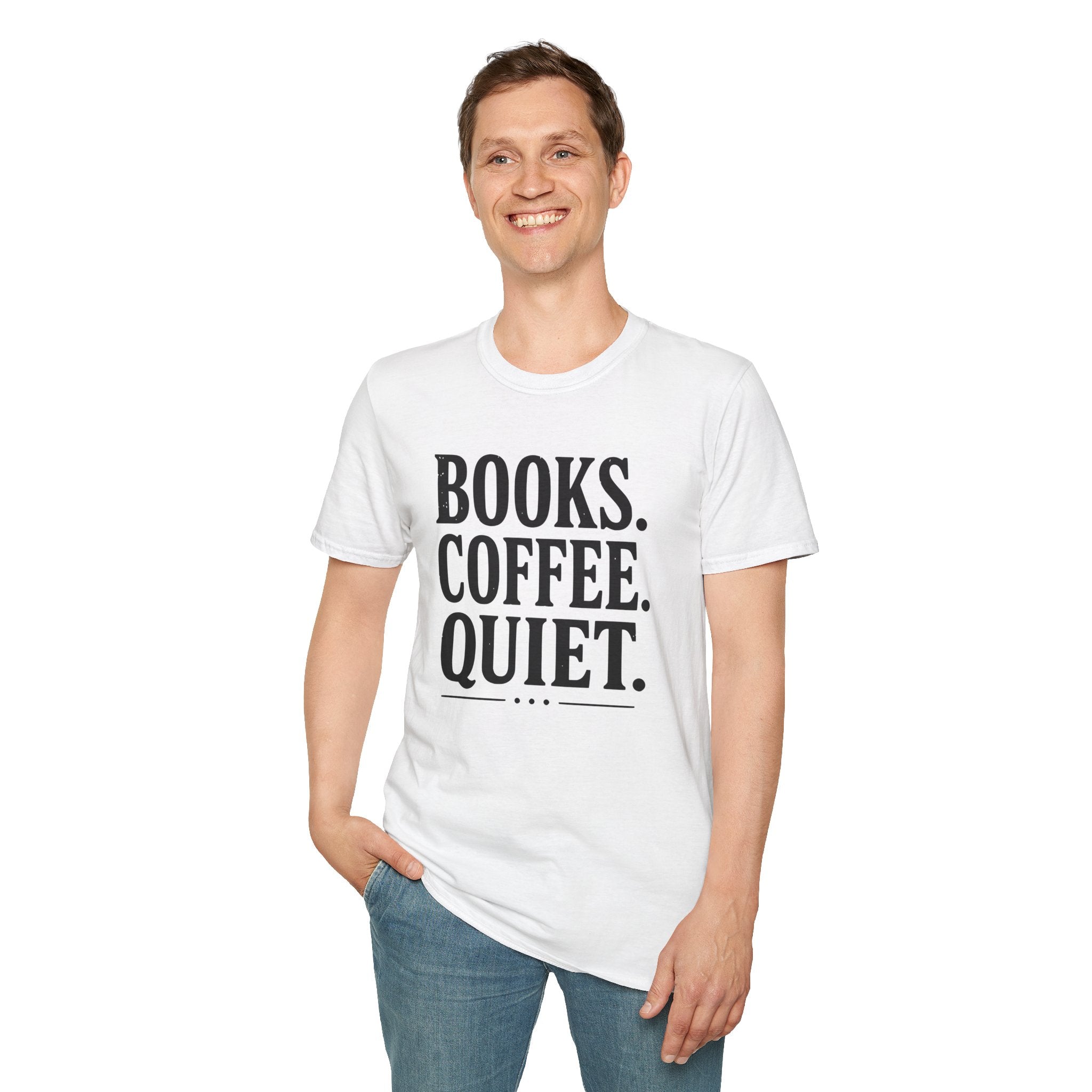 Books Coffee Quiet Minimalist Introvert T-Shirt