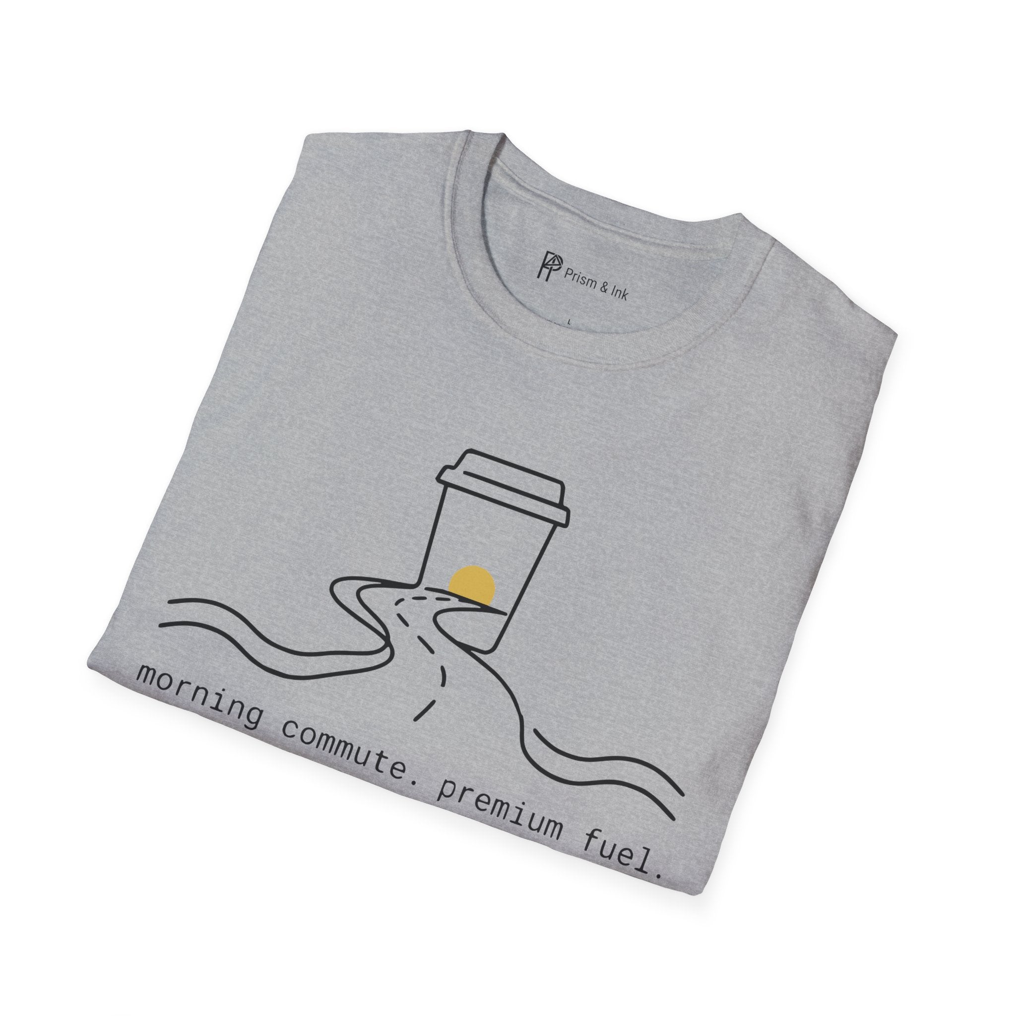 Morning Commute T-Shirt — Minimalist Highway & Premium Fuel Graphic