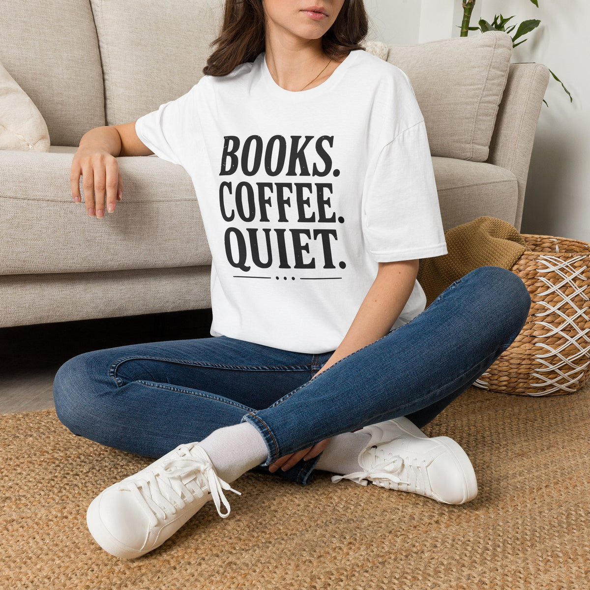 Books Coffee Quiet Minimalist Introvert T-Shirt