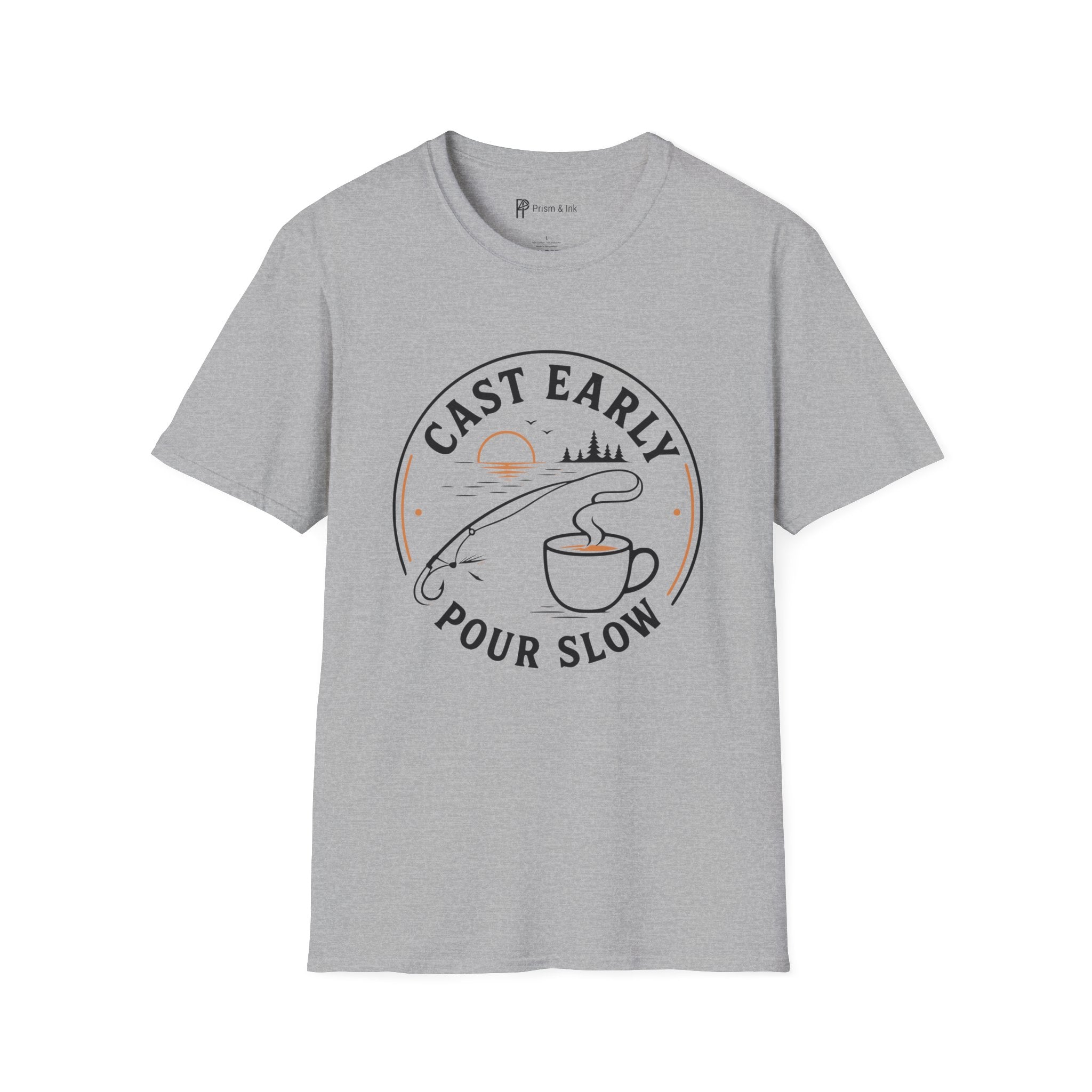 Cast Early Pour Slow Fishing Coffee T-Shirt