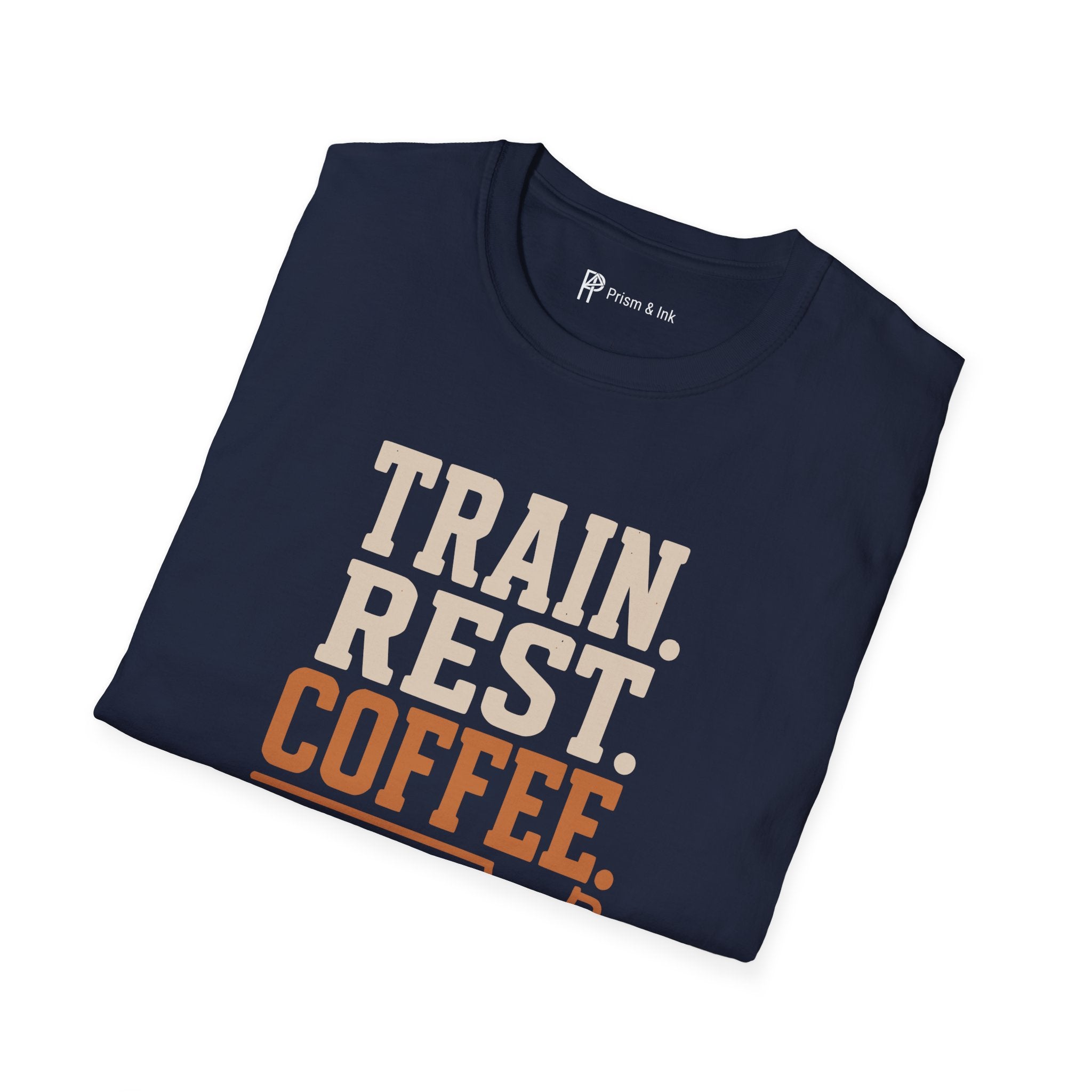 Train Rest Coffee Repeat Minimalist Gym Coffee T-Shirt