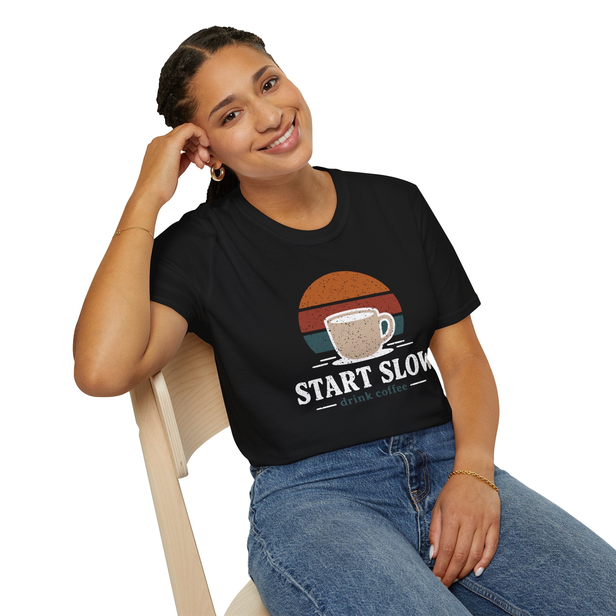 Start Slow Retro Sunset Coffee Ritual T-Shirt
