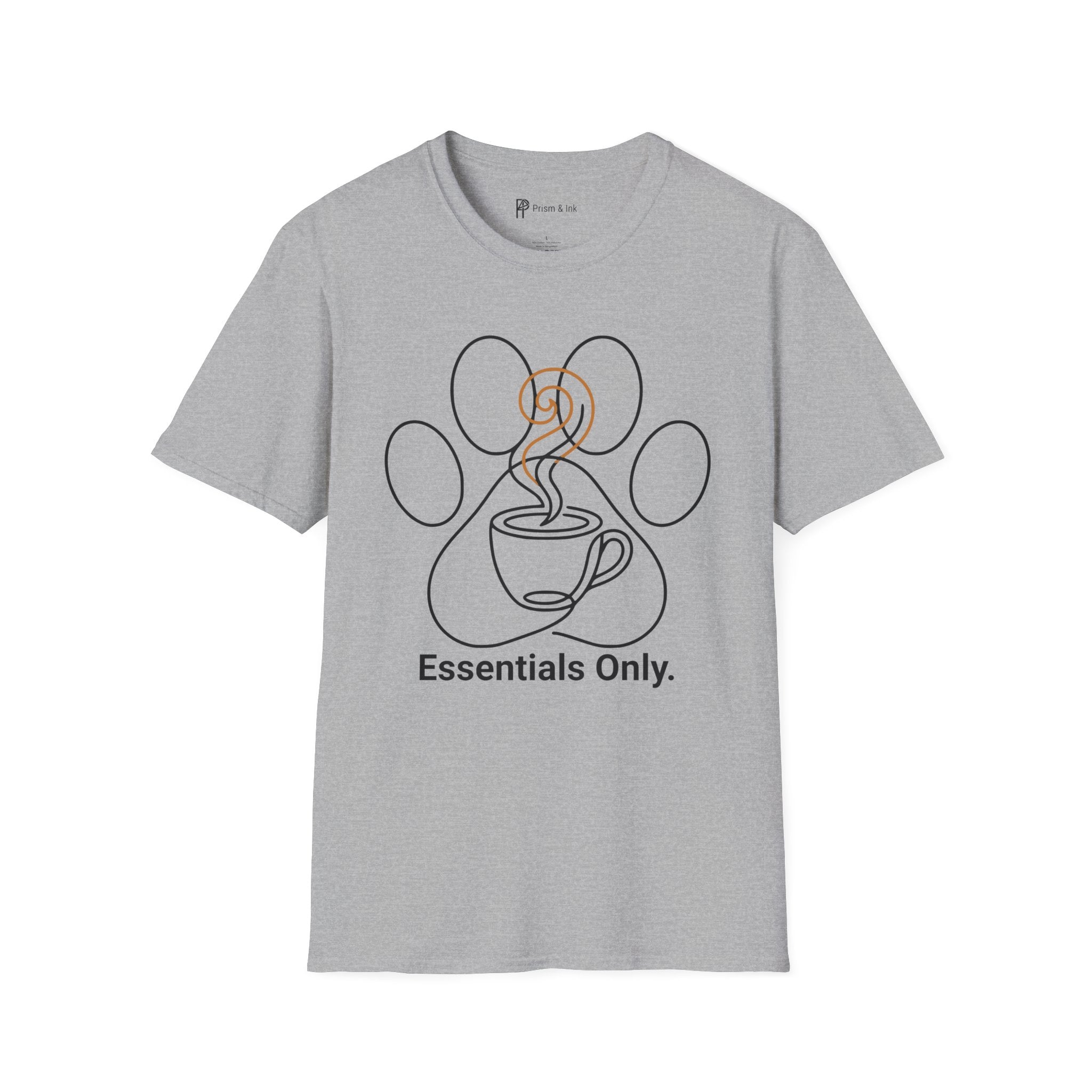 Minimalist Paw and Coffee Cup T-Shirt