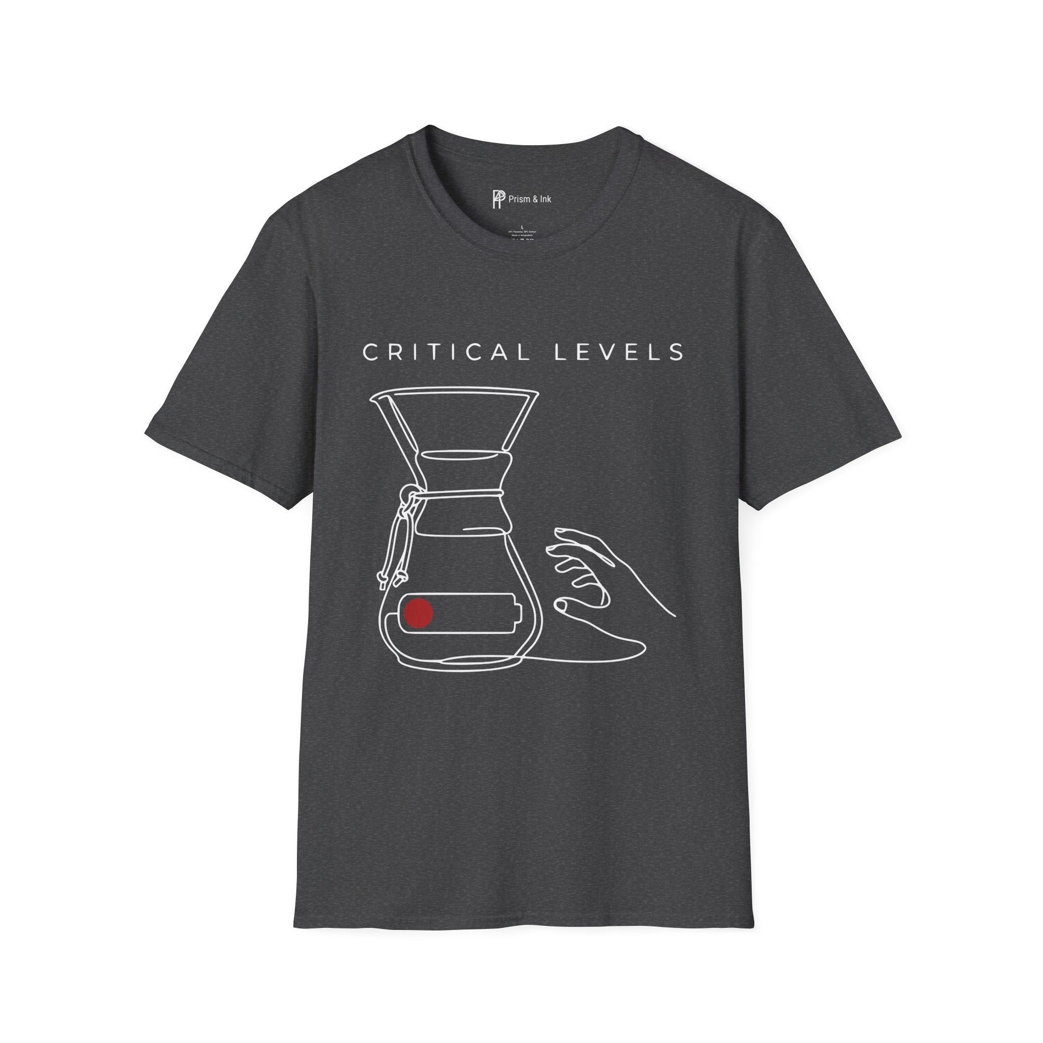 Critical Levels T-Shirt — Chemex and Low Battery Line Art