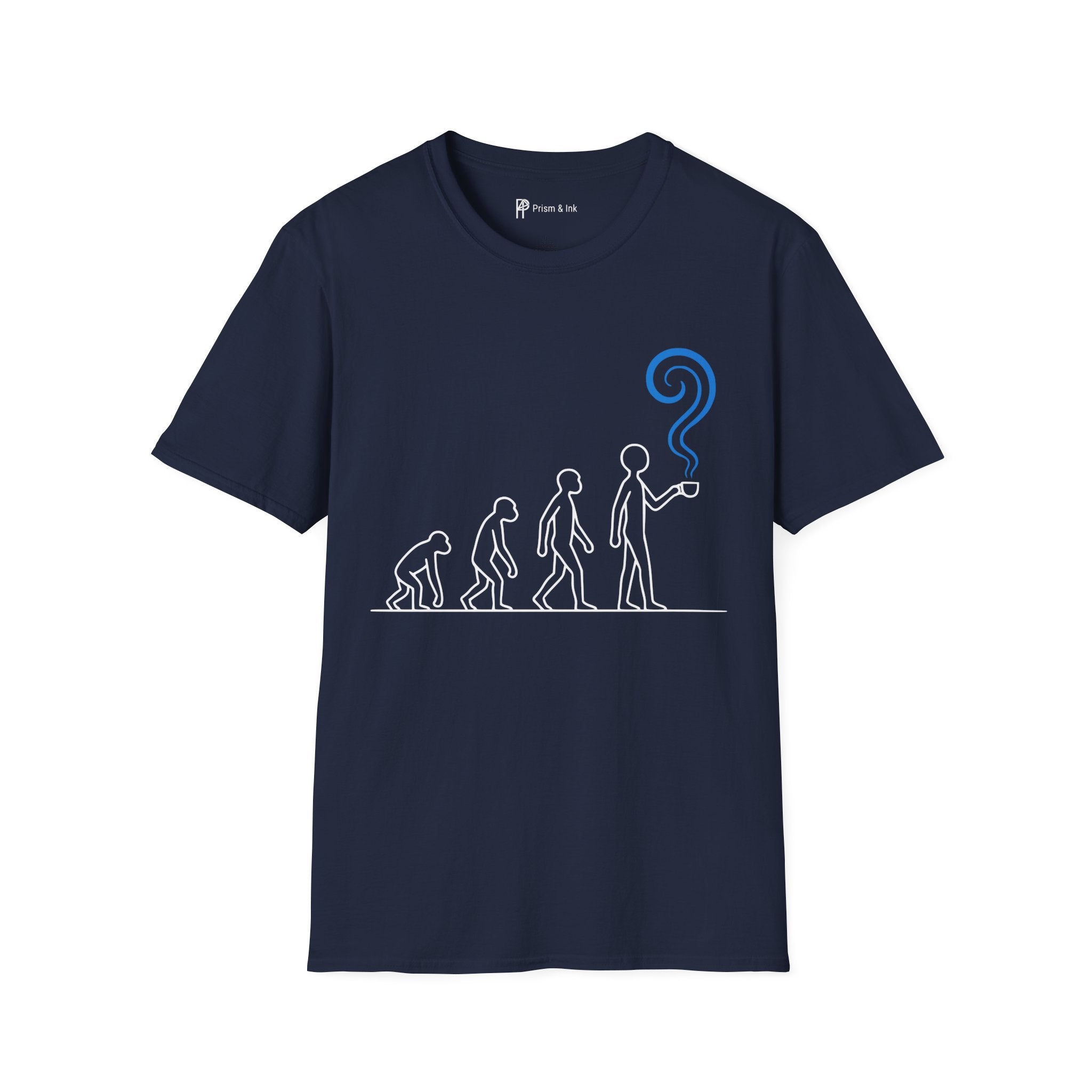 Evolution of Caffeine T-Shirt — Minimalist Human Progress & Coffee Inspiration Art