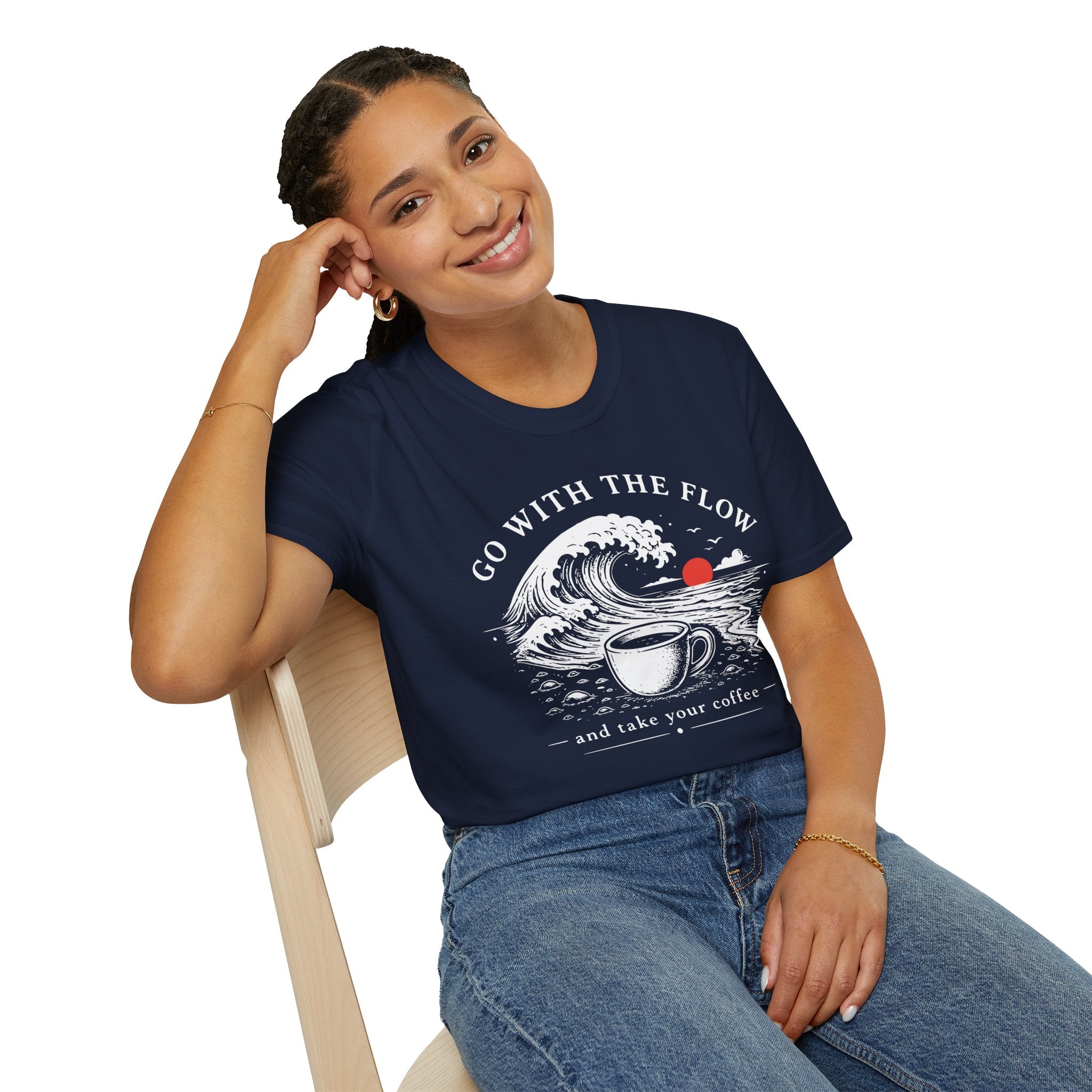 Go With The Flow Great Wave Coffee T-Shirt