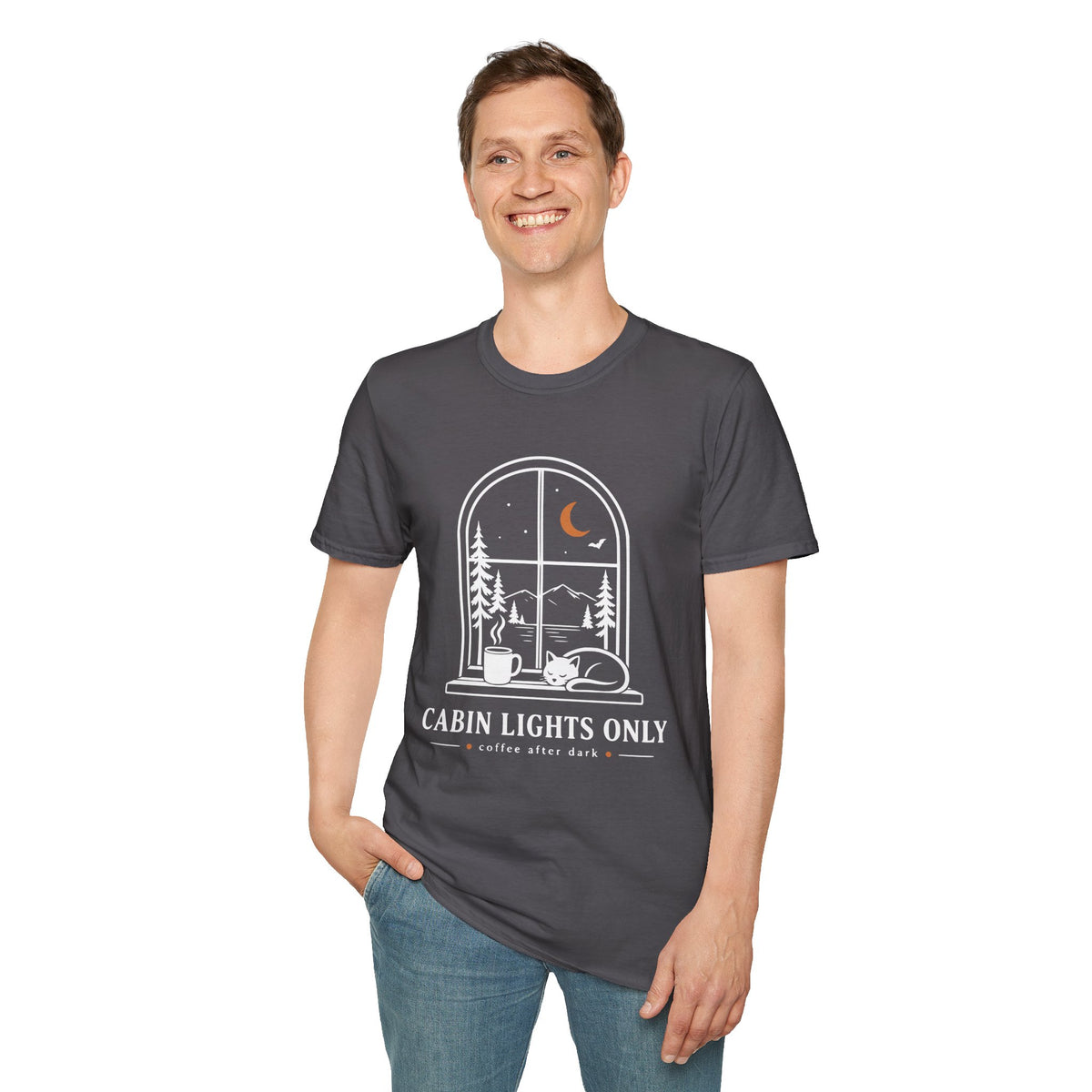 Cabin Lights Only Cat Coffee After Dark T-Shirt