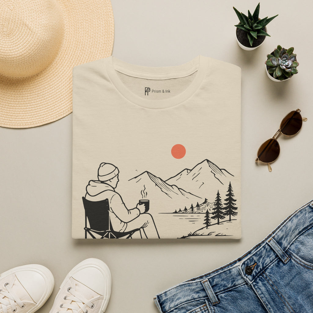 Quiet Coffee Escape Mountain Camping T-Shirt