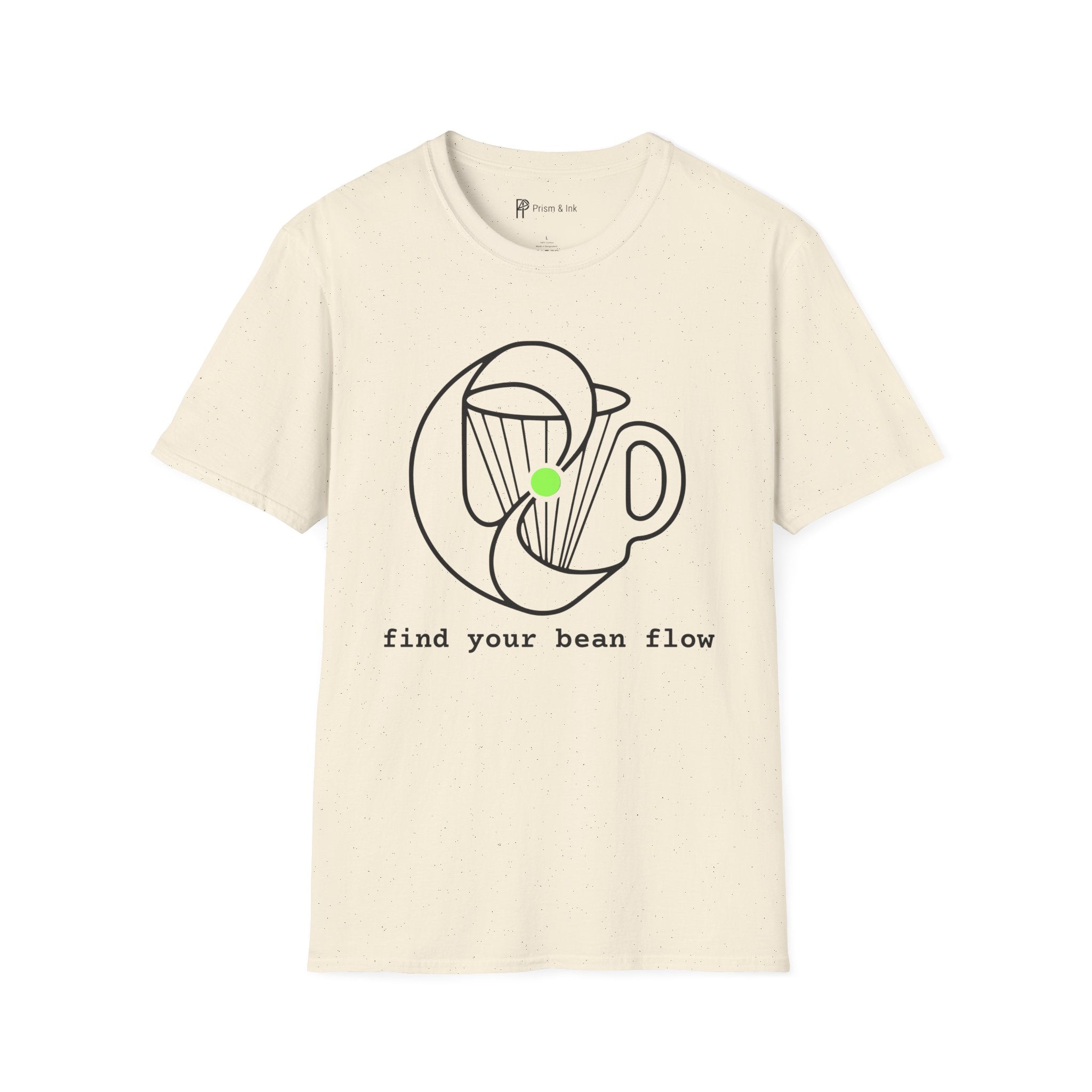 Find Your Bean Flow T-Shirt — Minimalist Coffee Ritual & Bio-Rhythm Line Art