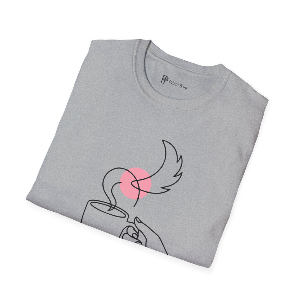 Powered by Paws T-Shirt — Minimalist Pet Lover & Coffee Pour-Over Graphic