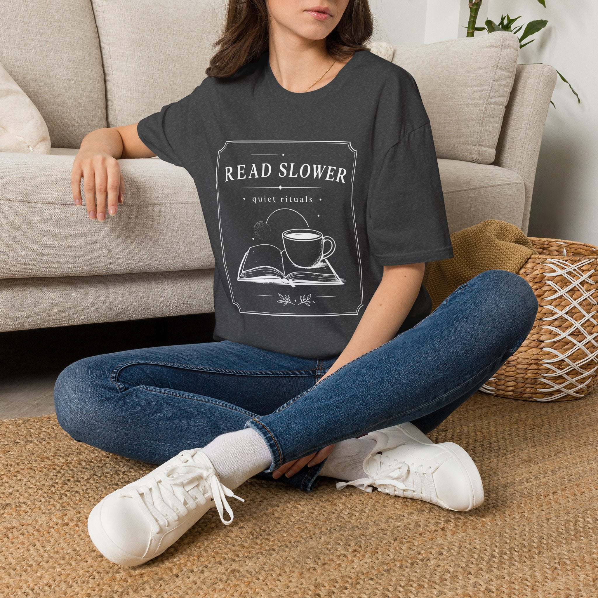 Read Slower Quiet Rituals Coffee Reading T-Shirt