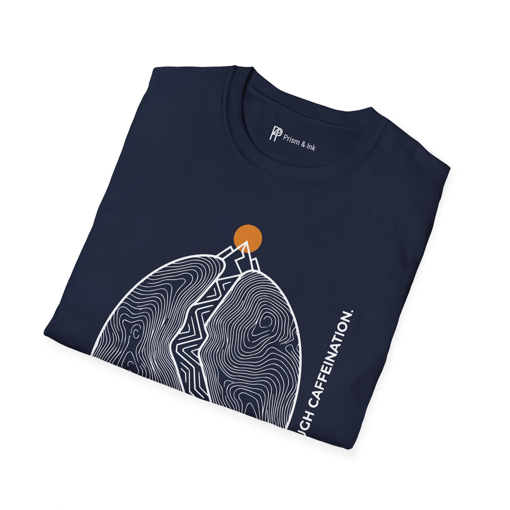Caffeination Elevation T-Shirt — Topographic Bean and Mountain Peak