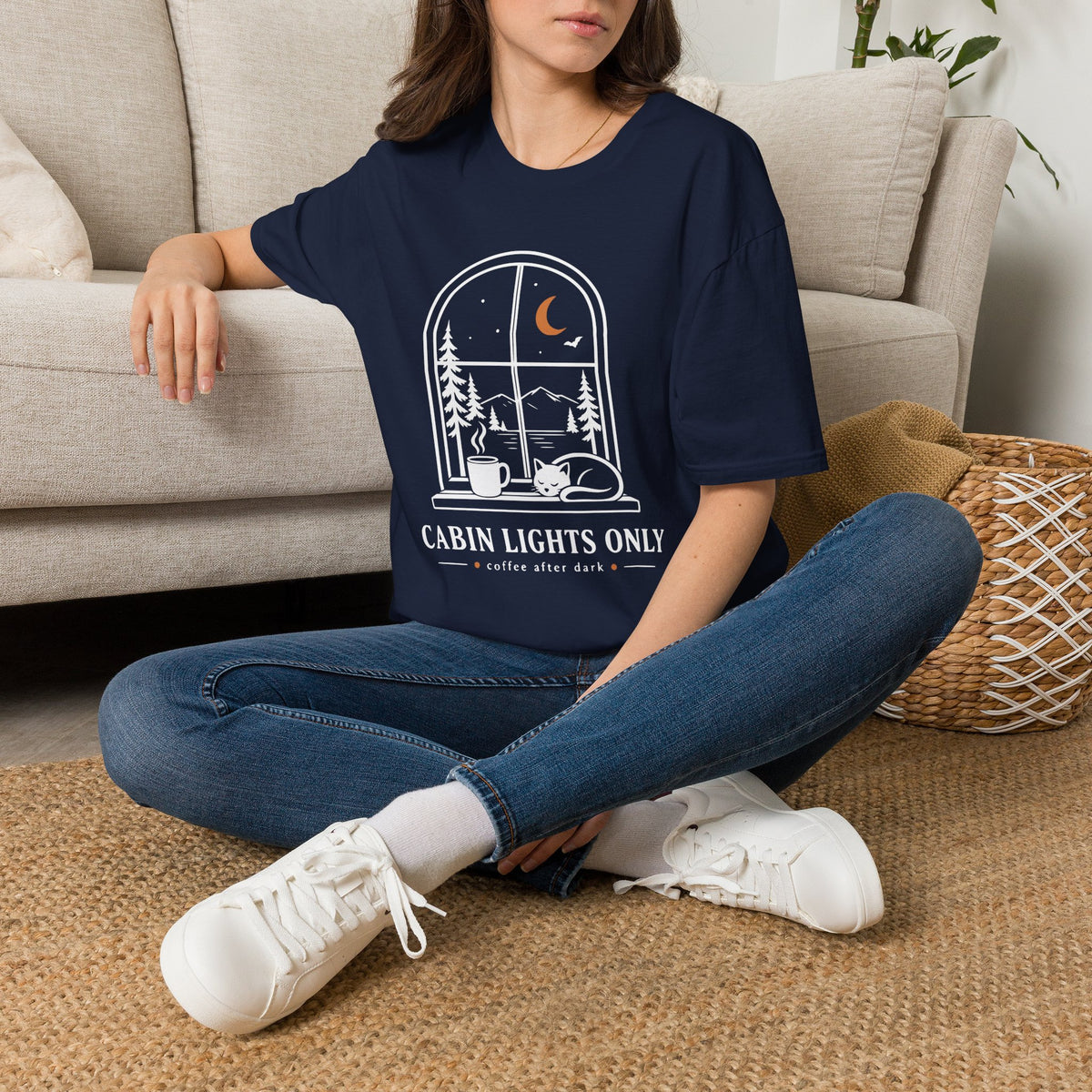 Cabin Lights Only Cat Coffee After Dark T-Shirt