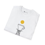 Street Level Brew T-Shirt — Pour-Over Dripper and Crosswalk Silhouette