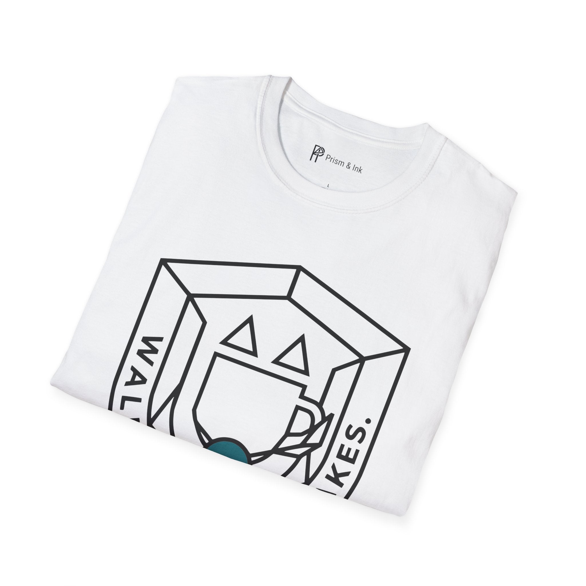 Walks, Wags & Wakes T-Shirt — Geometric Dog and Coffee Crest Graph