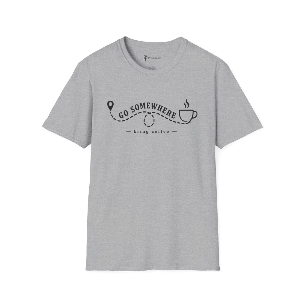 Go Somewhere Map Pin Path Coffee Travel T-Shirt