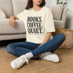 Books Coffee Quiet Minimalist Introvert T-Shirt