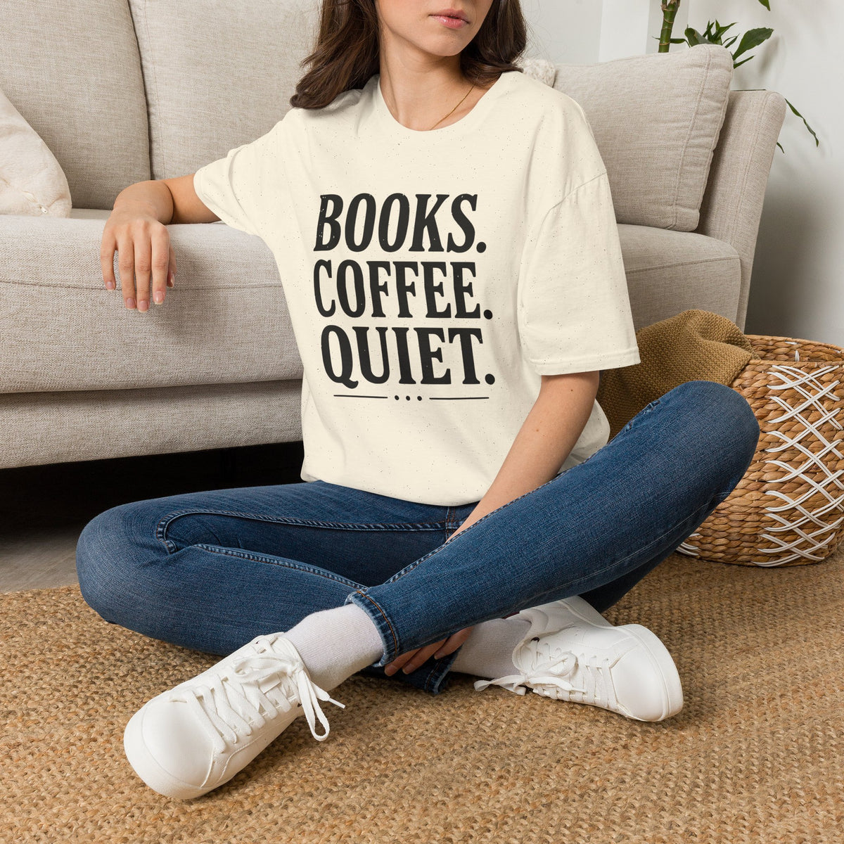 Books Coffee Quiet Minimalist Introvert T-Shirt