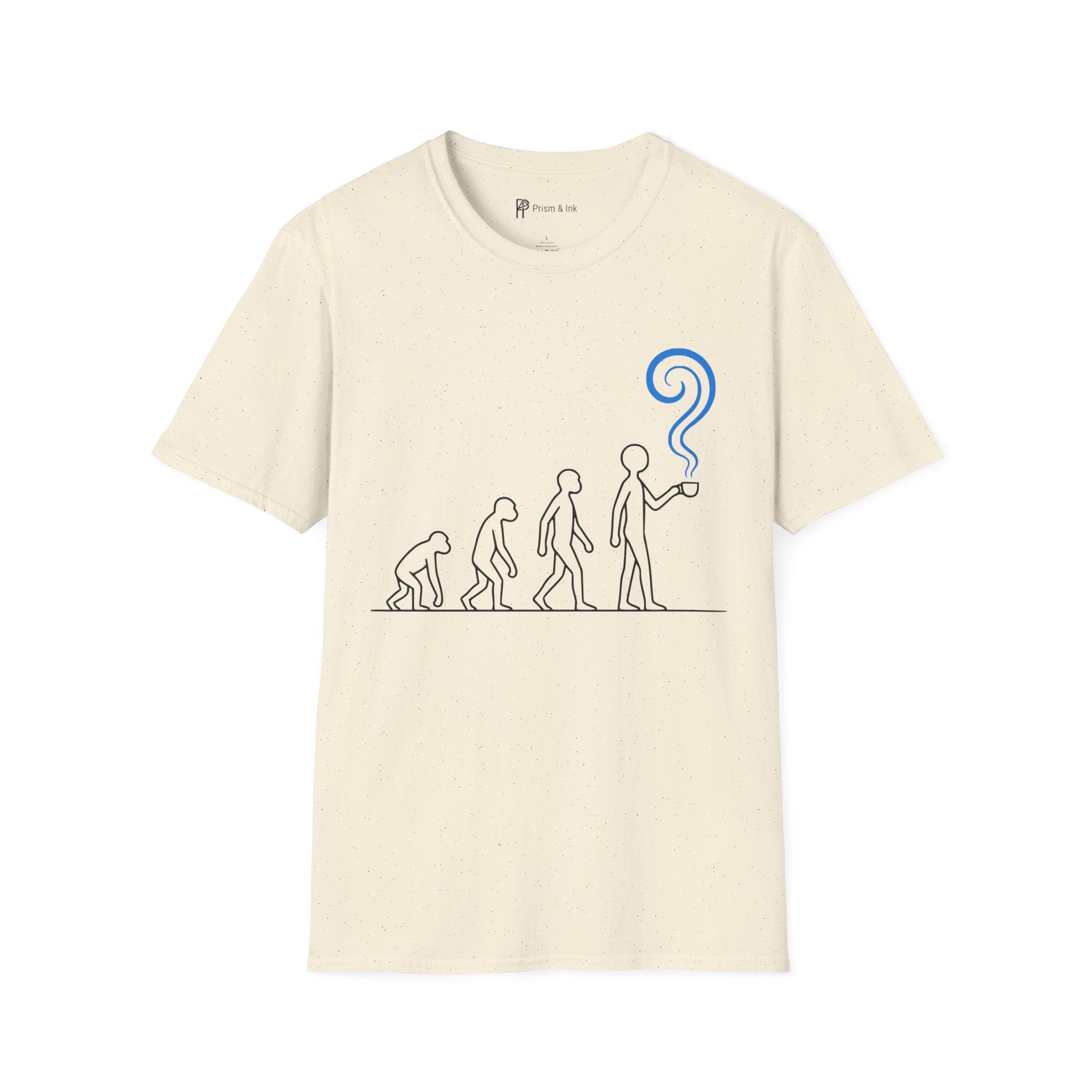 Evolution of Caffeine T-Shirt — Minimalist Human Progress & Coffee Inspiration Art