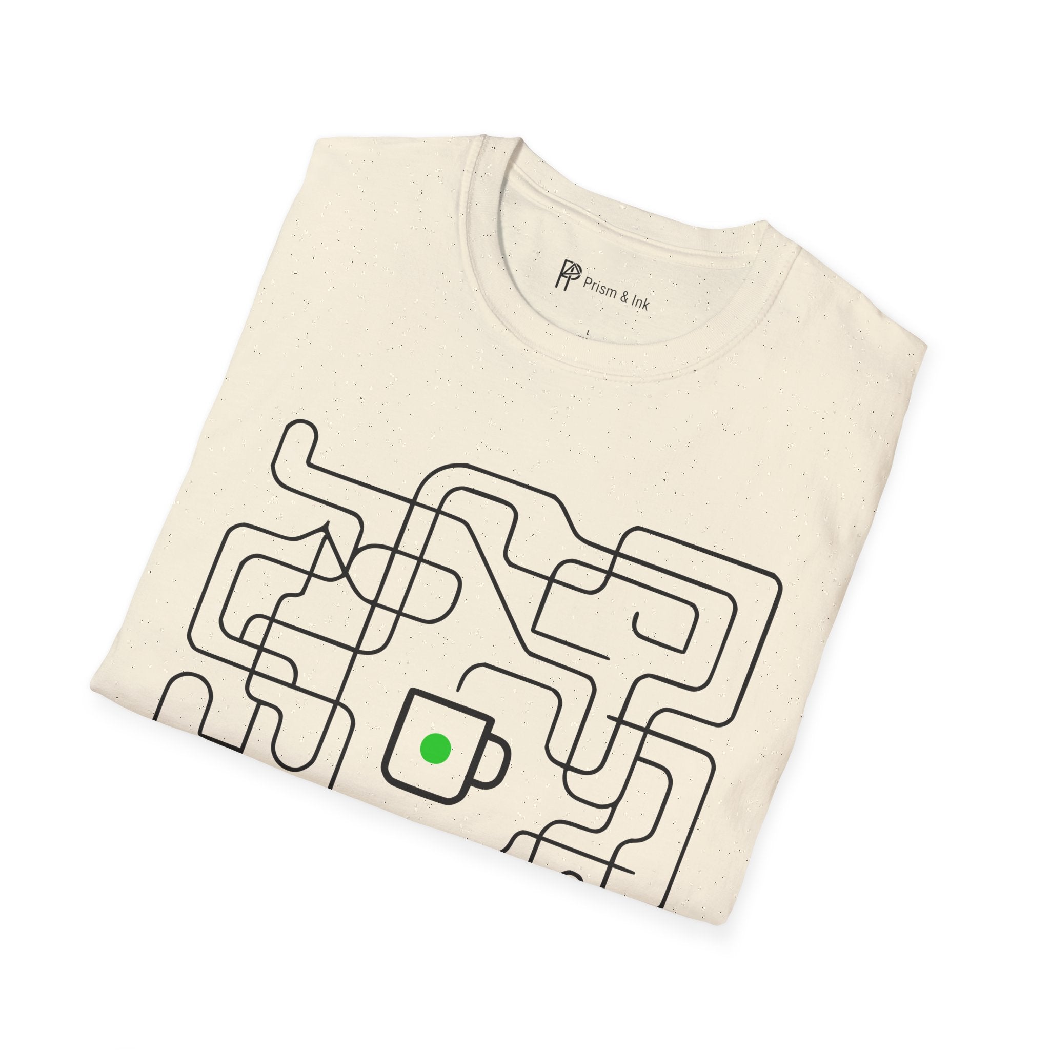 Life is a Maze Coffee T-Shirt — Minimalist Path to Home & Caffeine Art