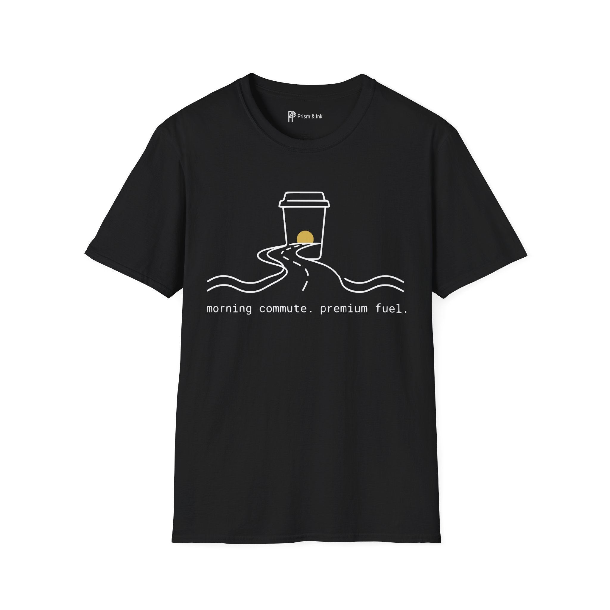 Morning Commute T-Shirt — Minimalist Highway & Premium Fuel Graphic