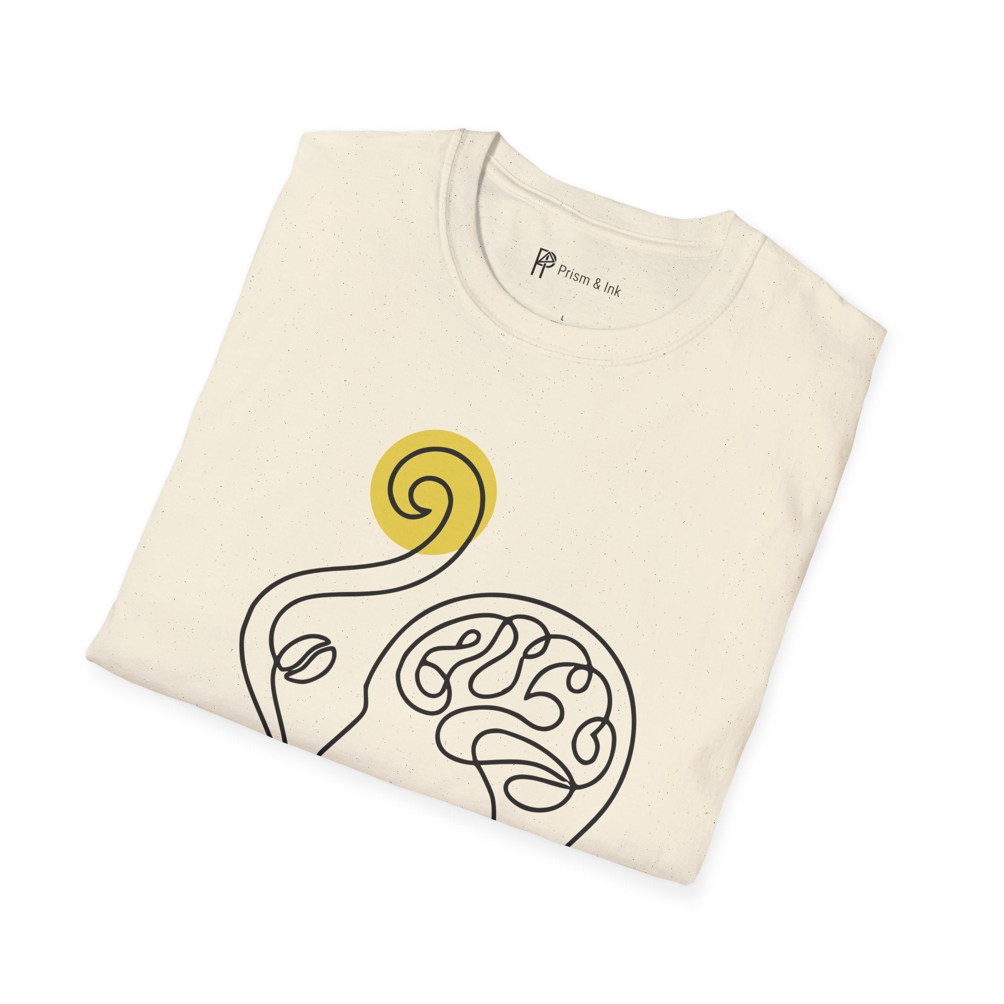 Morning Clarity T-Shirt — Minimalist Neural Brew & Brain Line Art