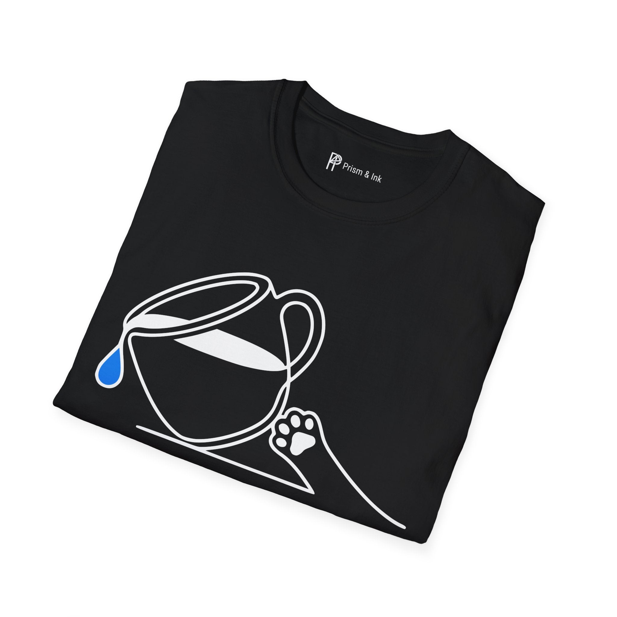 Pure Brewing Paws T-Shirt — Minimalist Coffee Drop & Pet Paw Graphic