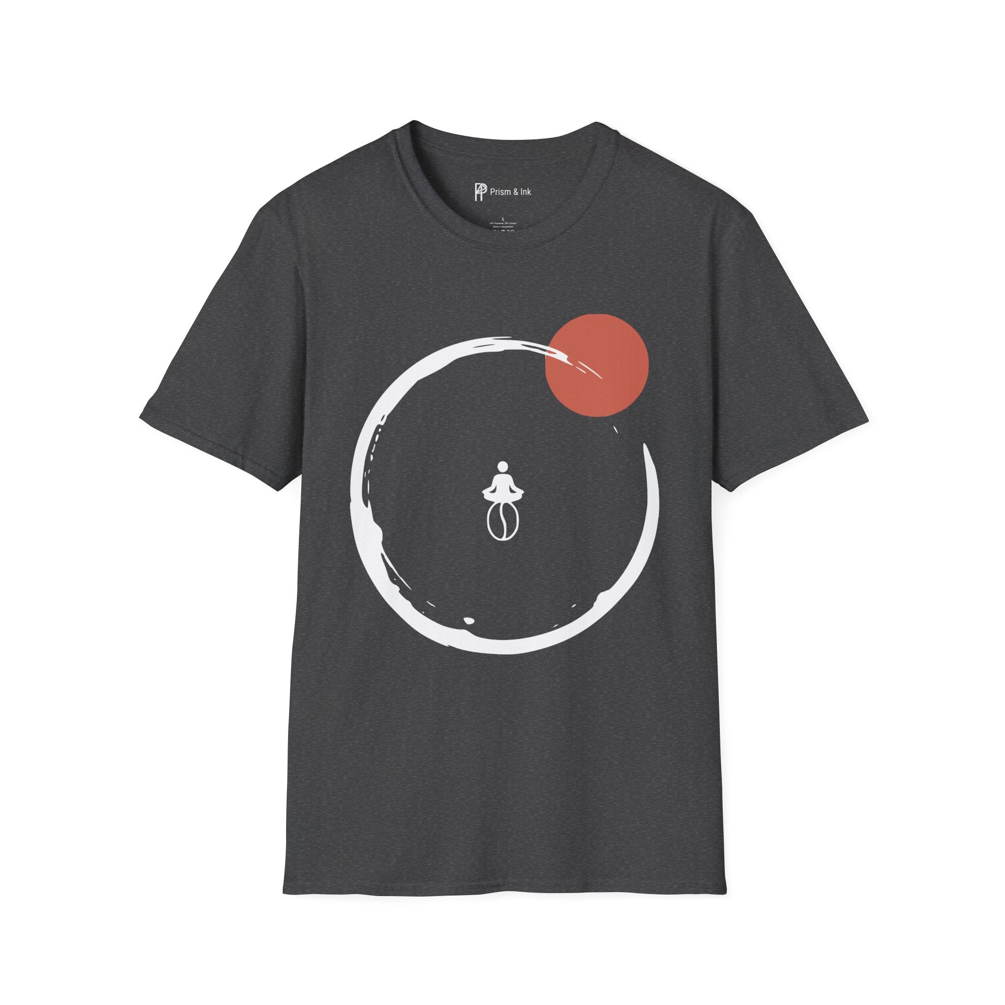 Caffeine Zen T-Shirt — Enso Circle and Meditating Coffee Bean