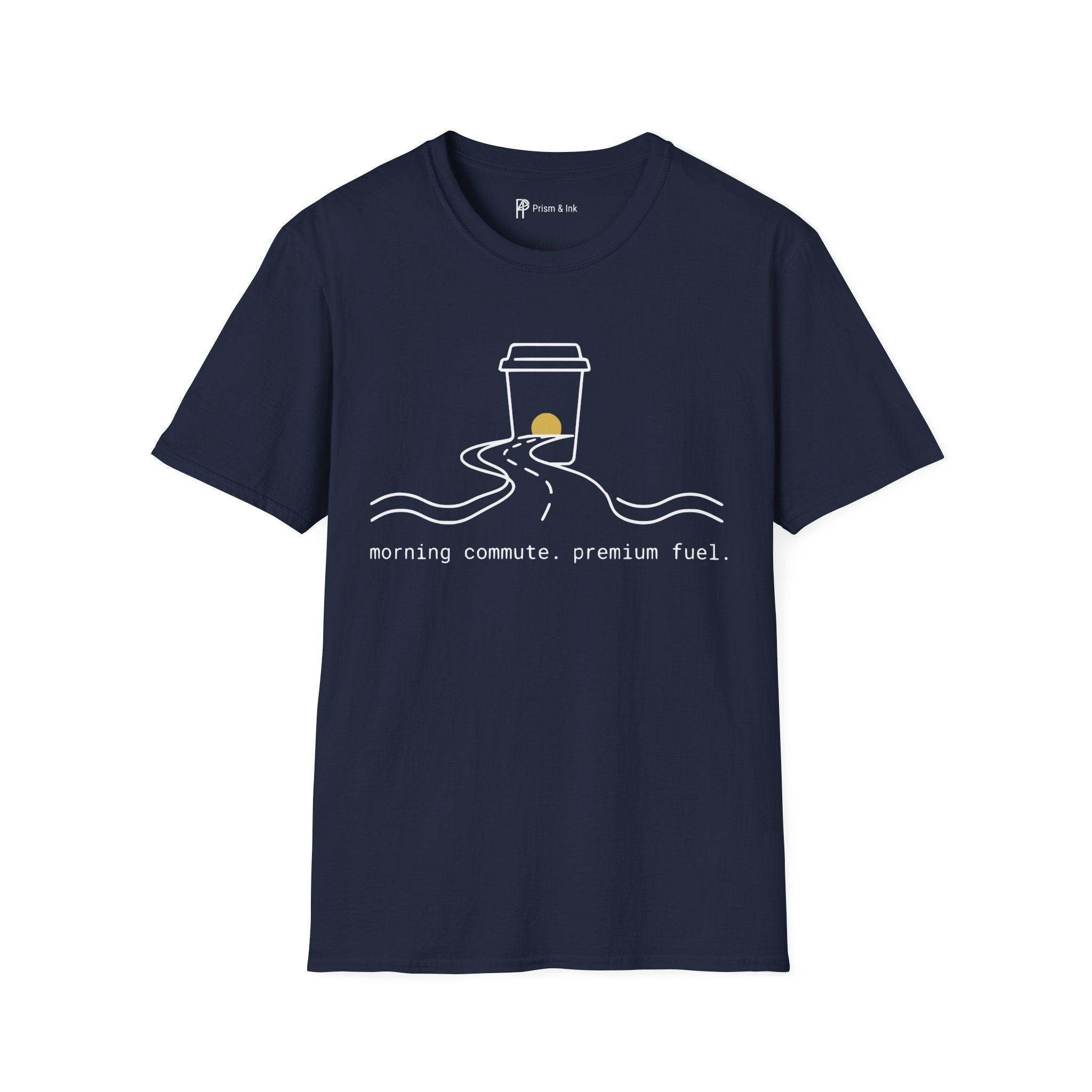 Morning Commute T-Shirt — Minimalist Highway & Premium Fuel Graphic