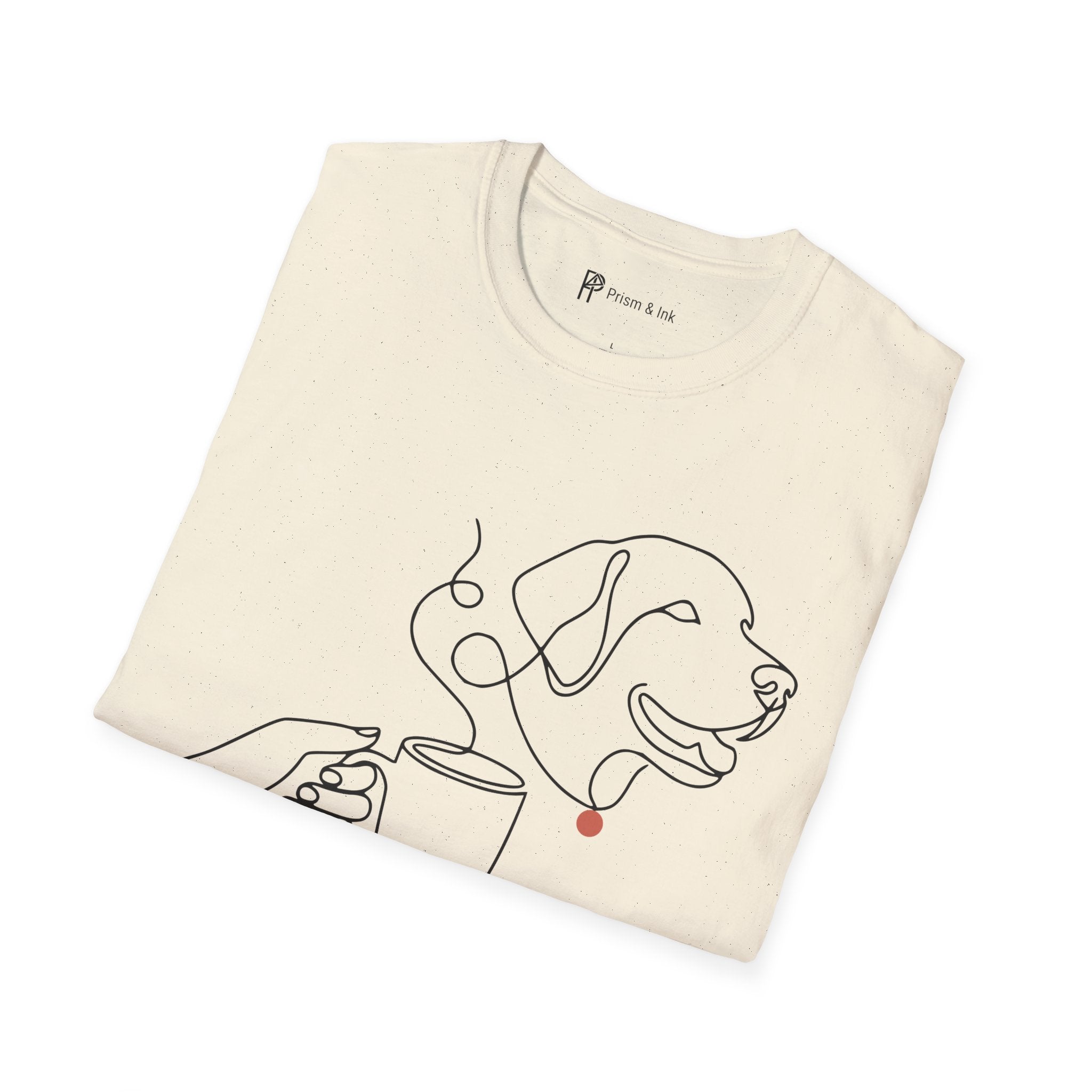 Coffee & Dogs T-Shirt — One Line Art Labrador and Steaming Cup