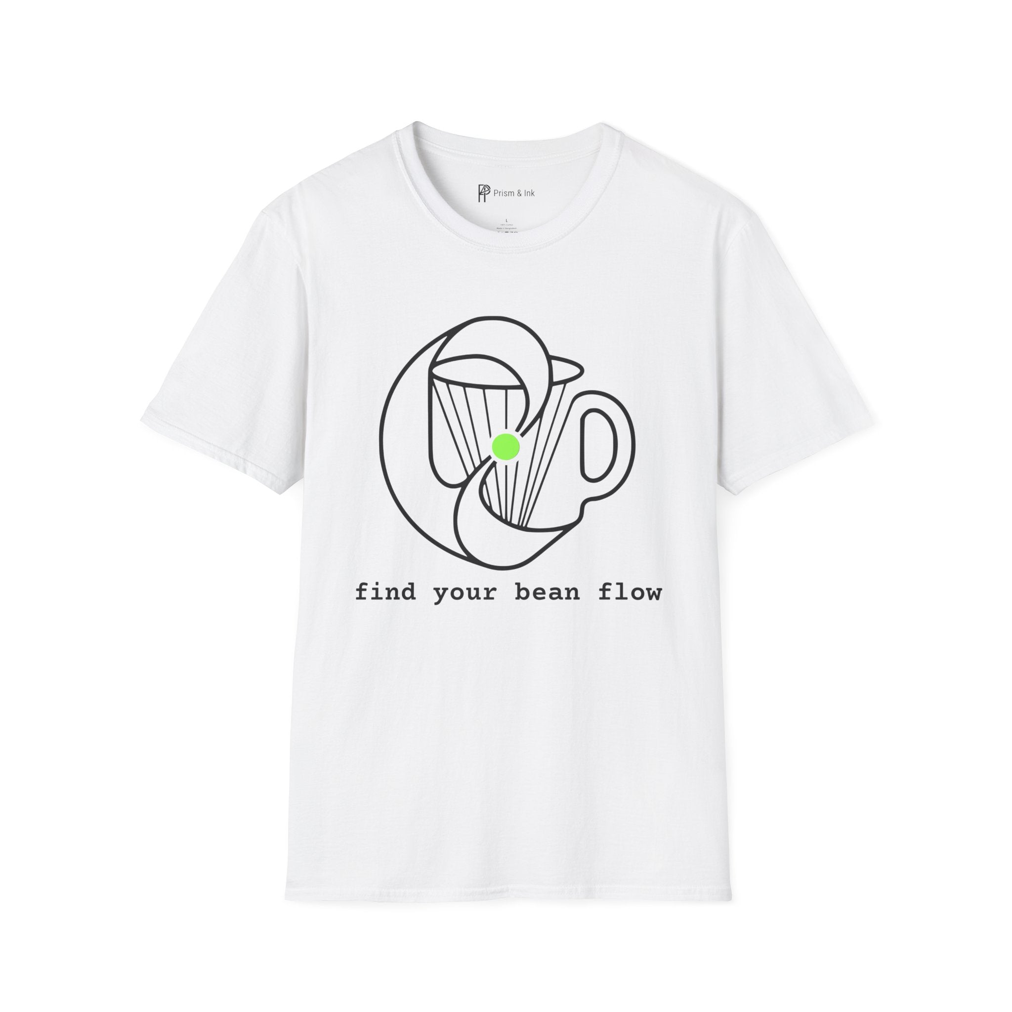 Find Your Bean Flow T-Shirt — Minimalist Coffee Ritual & Bio-Rhythm Line Art