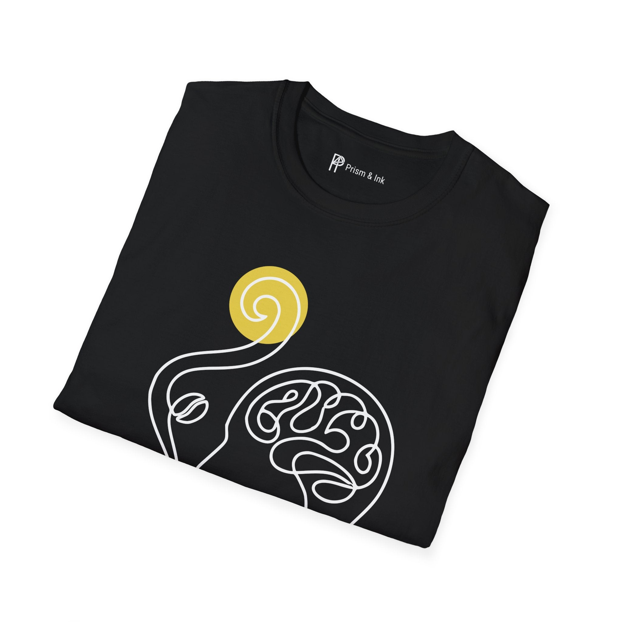 Morning Clarity T-Shirt — Minimalist Neural Brew & Brain Line Art