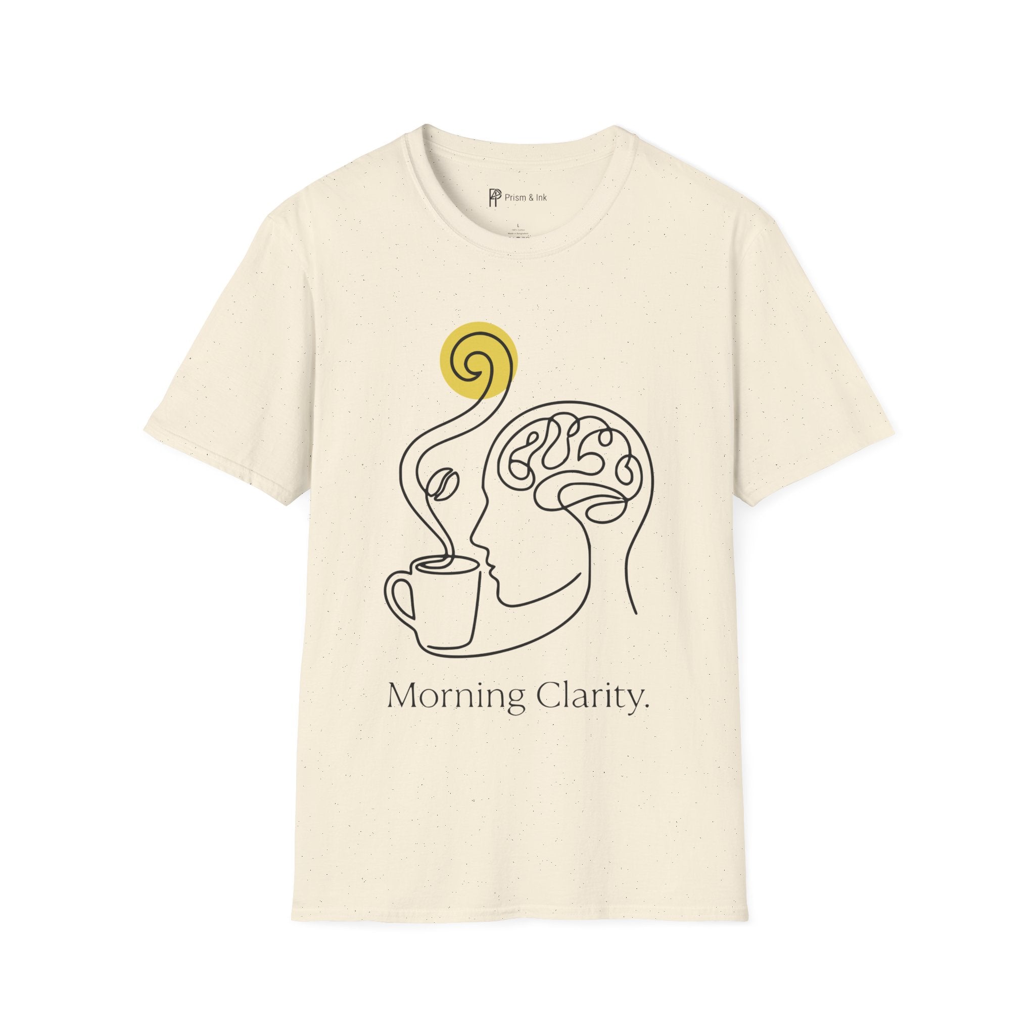 Morning Clarity T-Shirt — Minimalist Neural Brew & Brain Line Art