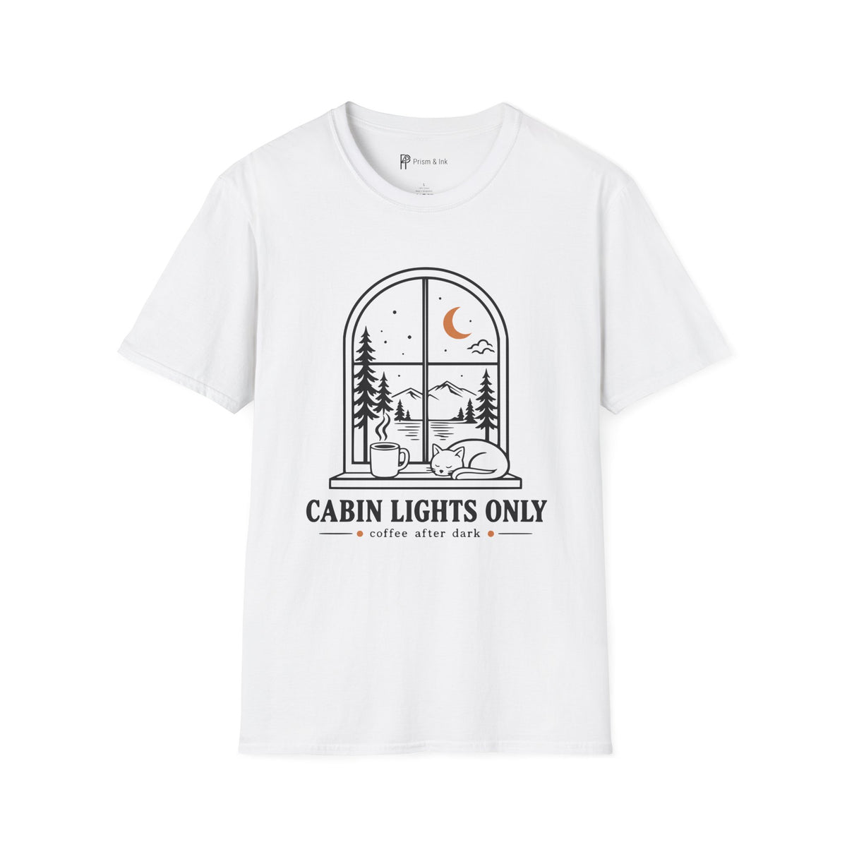 Cabin Lights Only Cat Coffee After Dark T-Shirt