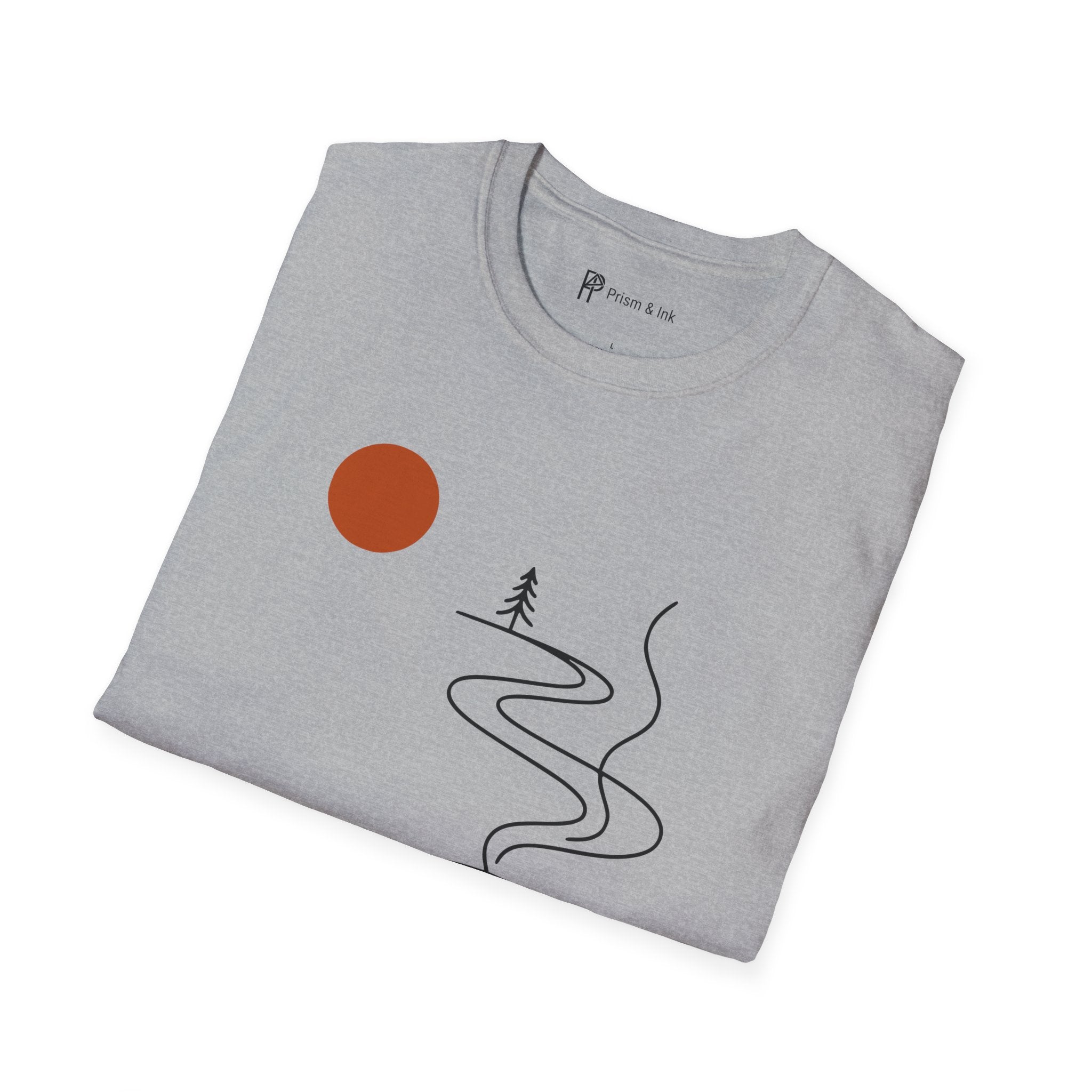 Escape in a Cup T-Shirt — Takeaway Coffee Steam and Mountain Path