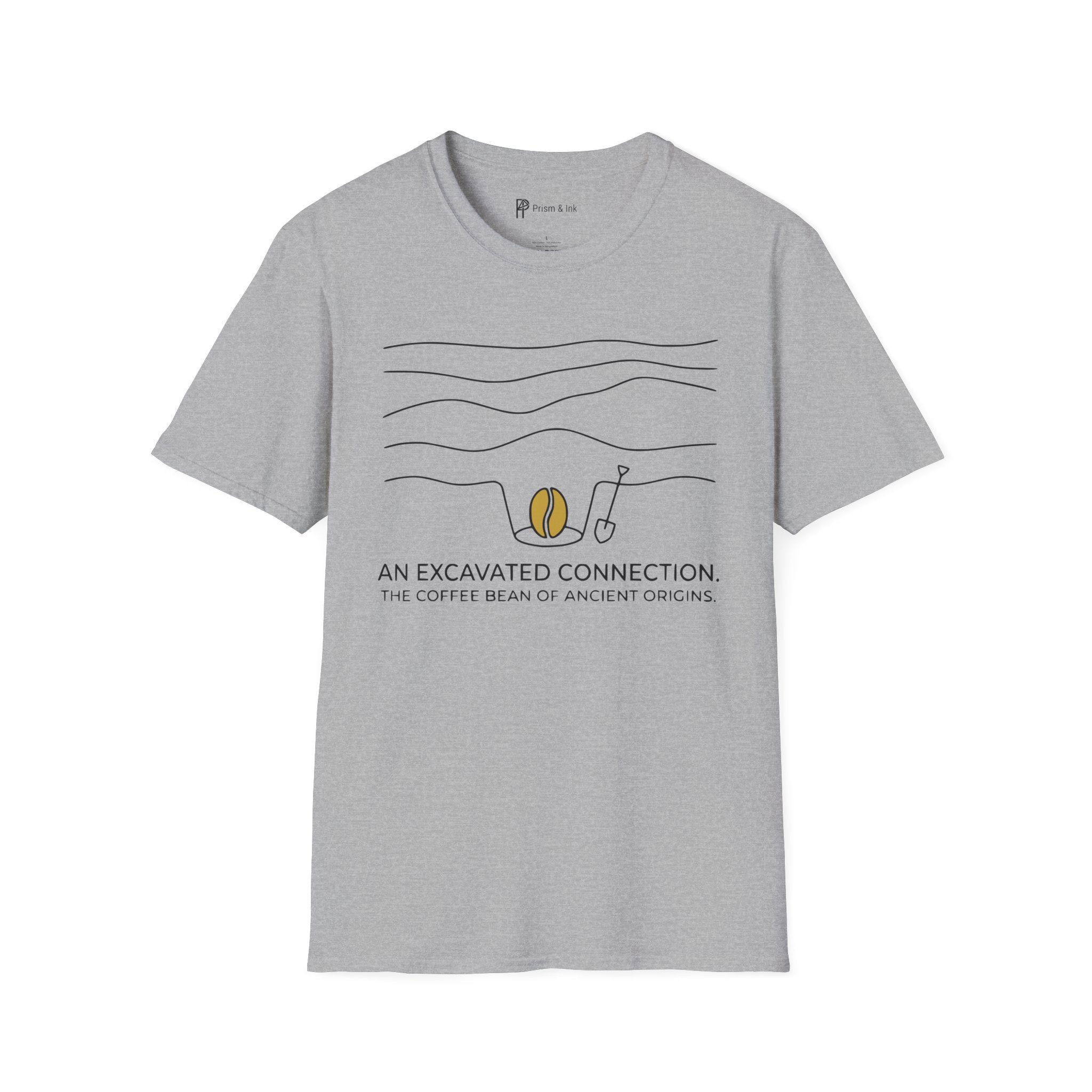 Excavated Connection T-Shirt — Archaeology Style Coffee Bean & Ancient Origins Art