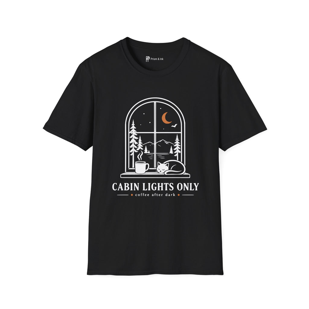 Cabin Lights Only Cat Coffee After Dark T-Shirt