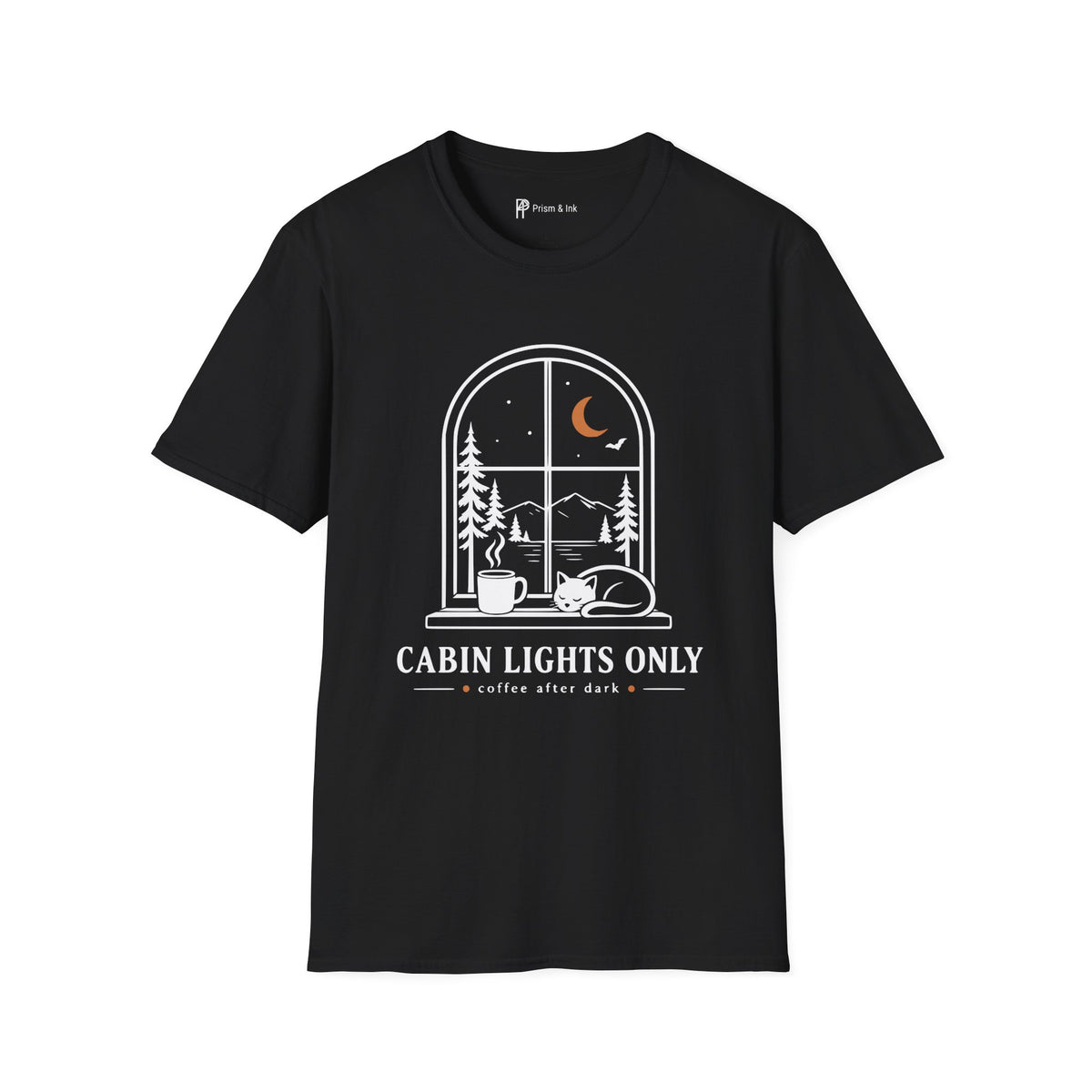 Cabin Lights Only Cat Coffee After Dark T-Shirt