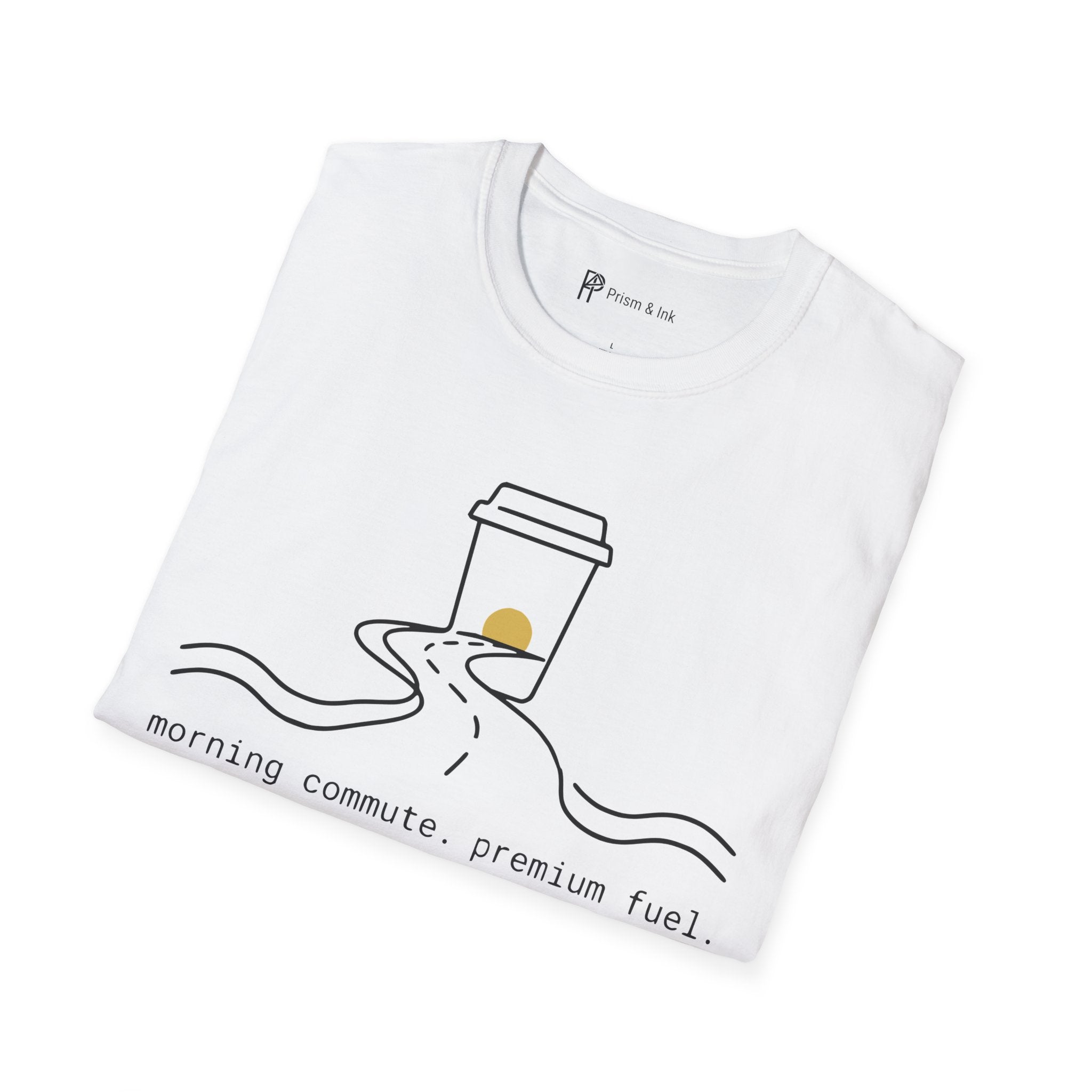 Morning Commute T-Shirt — Minimalist Highway & Premium Fuel Graphic