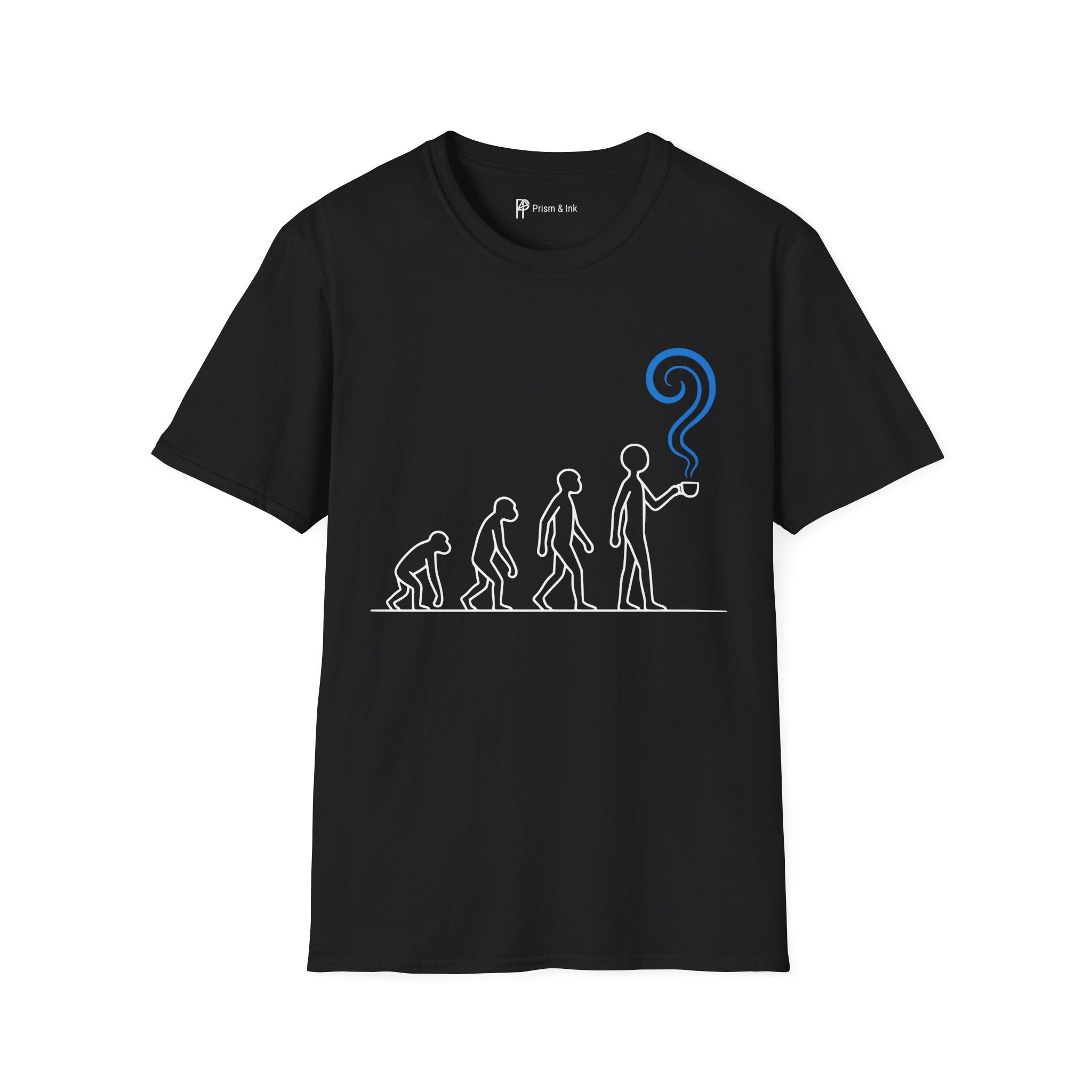Evolution of Caffeine T-Shirt — Minimalist Human Progress & Coffee Inspiration Art