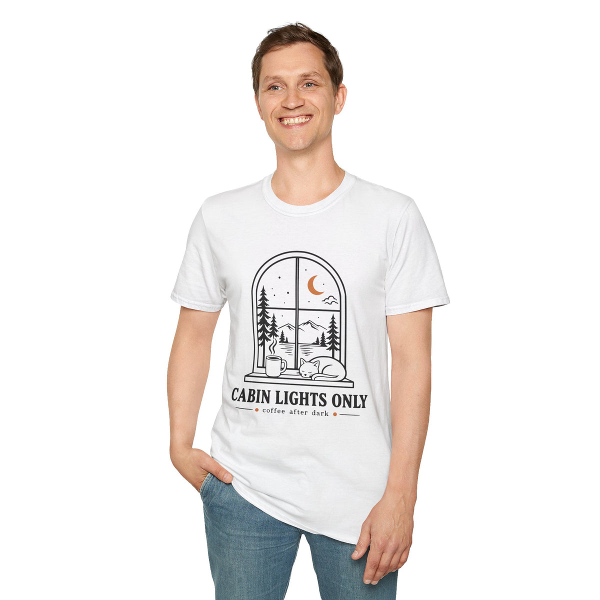 Cabin Lights Only Cat Coffee After Dark T-Shirt