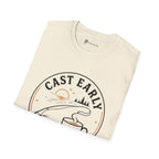 Cast Early Pour Slow Fishing Coffee T-Shirt