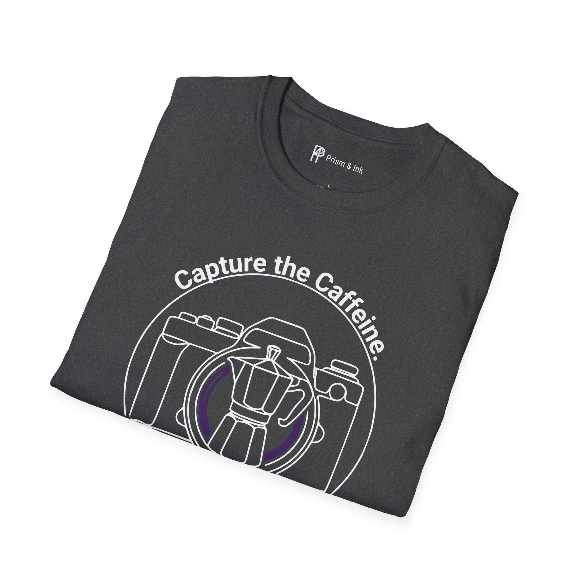 Capture the Caffeine Camera & Moka Pot T-Shirt
